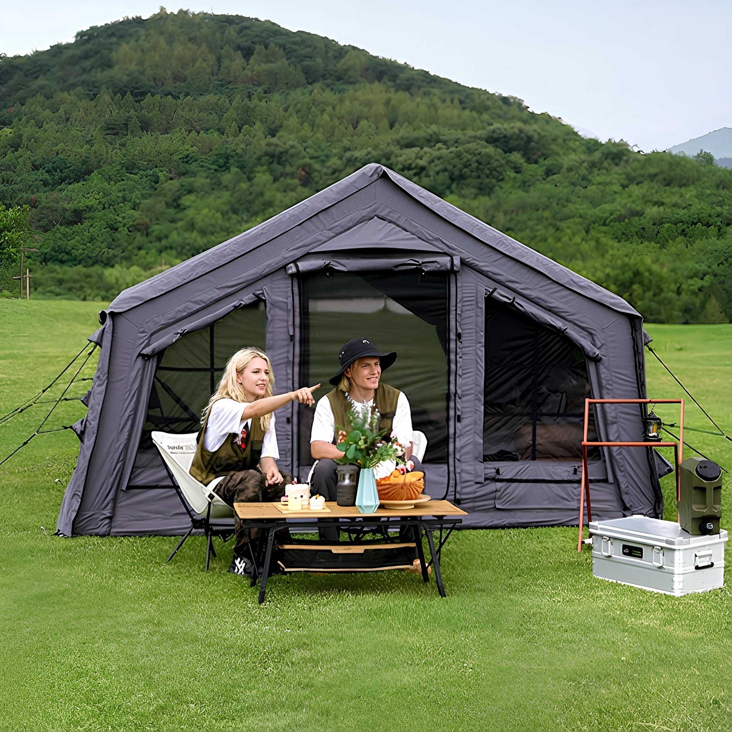 Coody Familia AirTent 13.6 Gray Inflatable Tent House for Camping (2-8 Person)