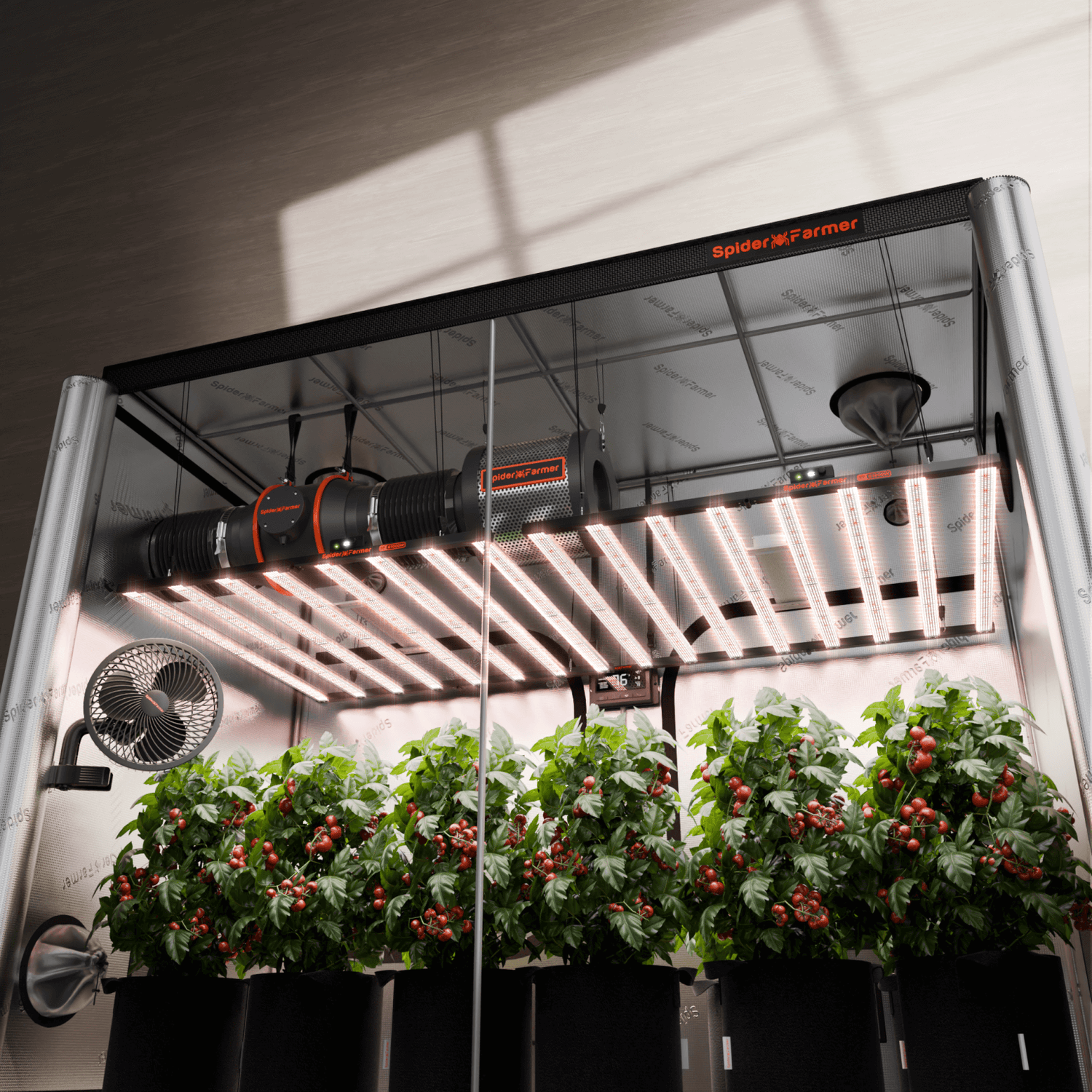 Spider Farmer G1000W x 2 LED Grow Lights + 5' x 10' Grow Tent + 6" Inline Fan Combo with Temperature and Humidity Controller + 6" Clip Fan