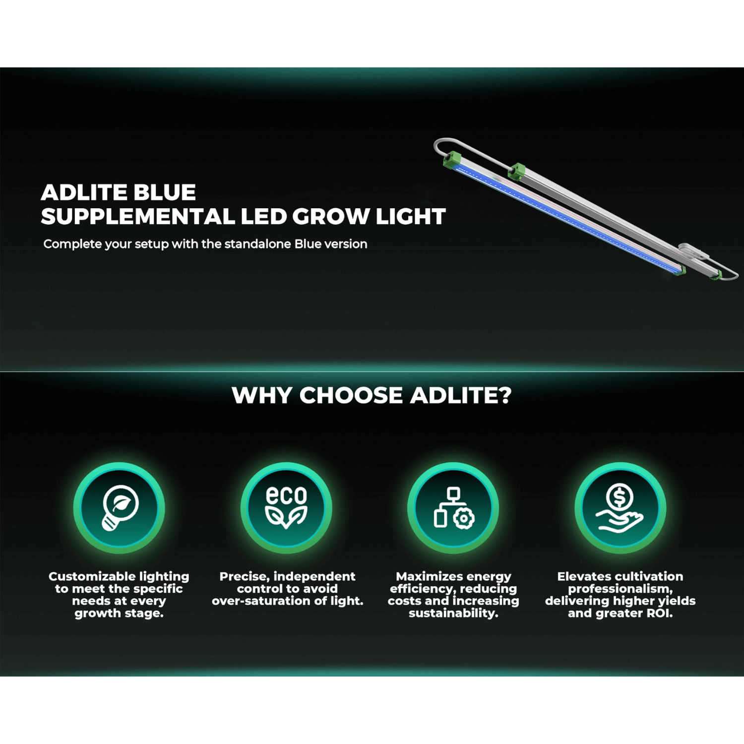 Mars Hydro ADlite Blue 30 15W Supplemental LED Grow Light Bars - Set of 2