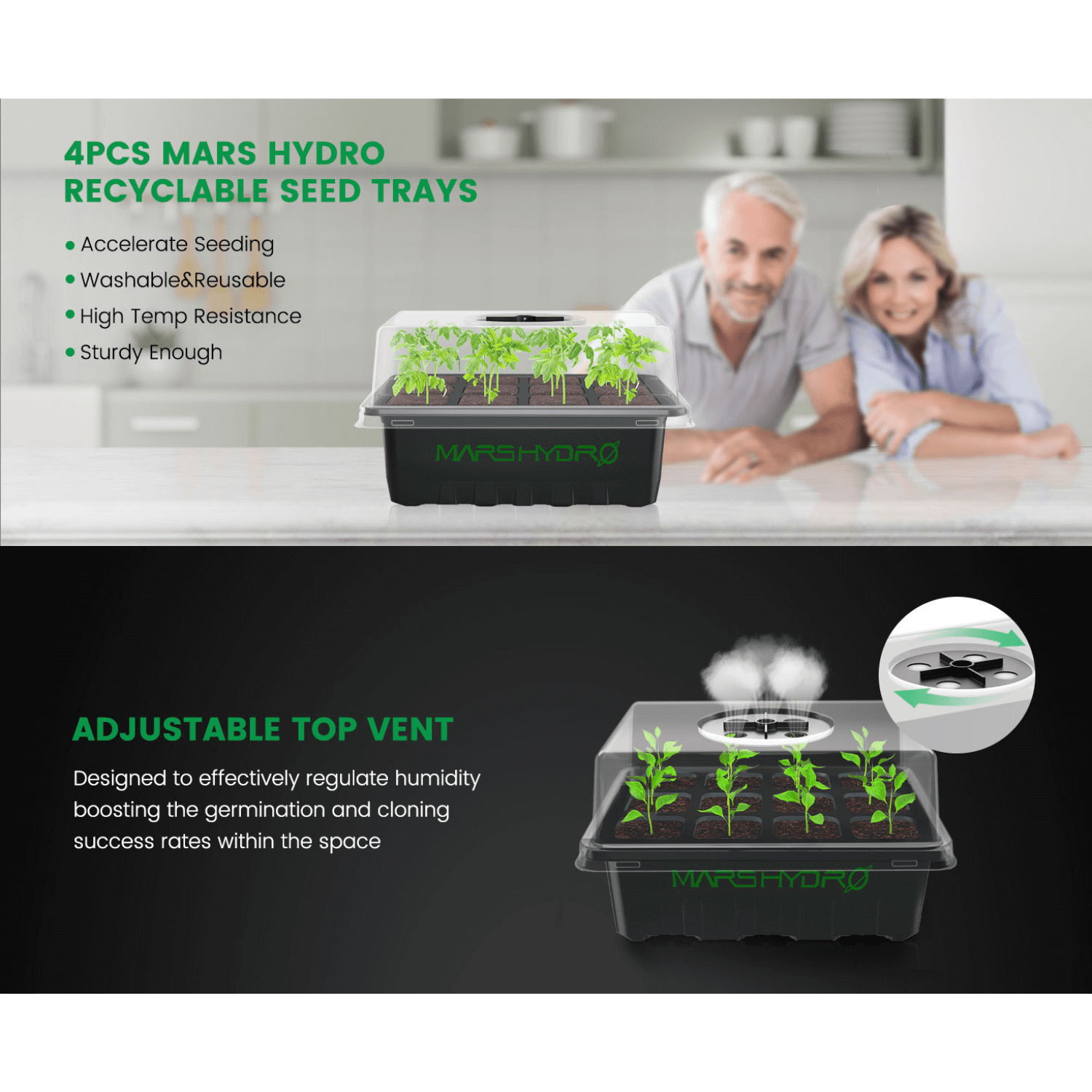 Mars Hydro Seed Starter Trays for Clone Propagation - Set of 4