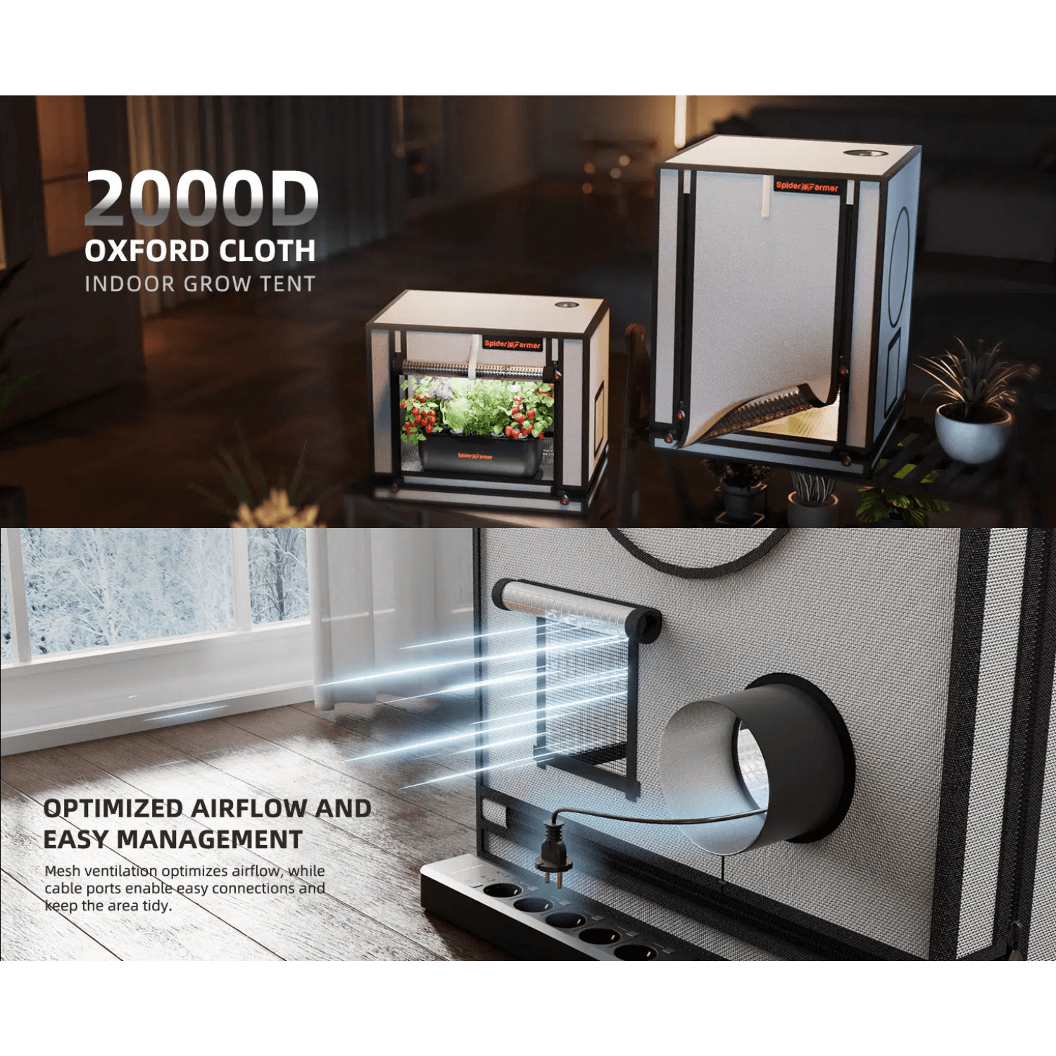 Spider Farmer 2' x 2' x 2' 8" (60 x 60 x 80 cm) Indoor Mini White Grow Tent