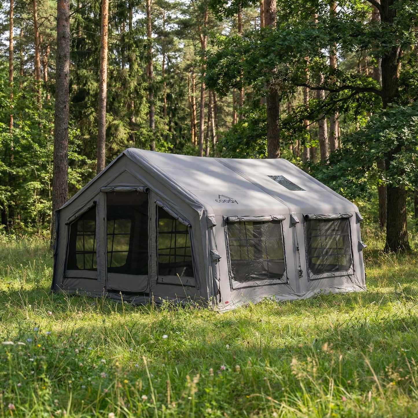 Coody Familia AirTent 13.6 Gray Inflatable Tent House for Camping (2-8 Person)