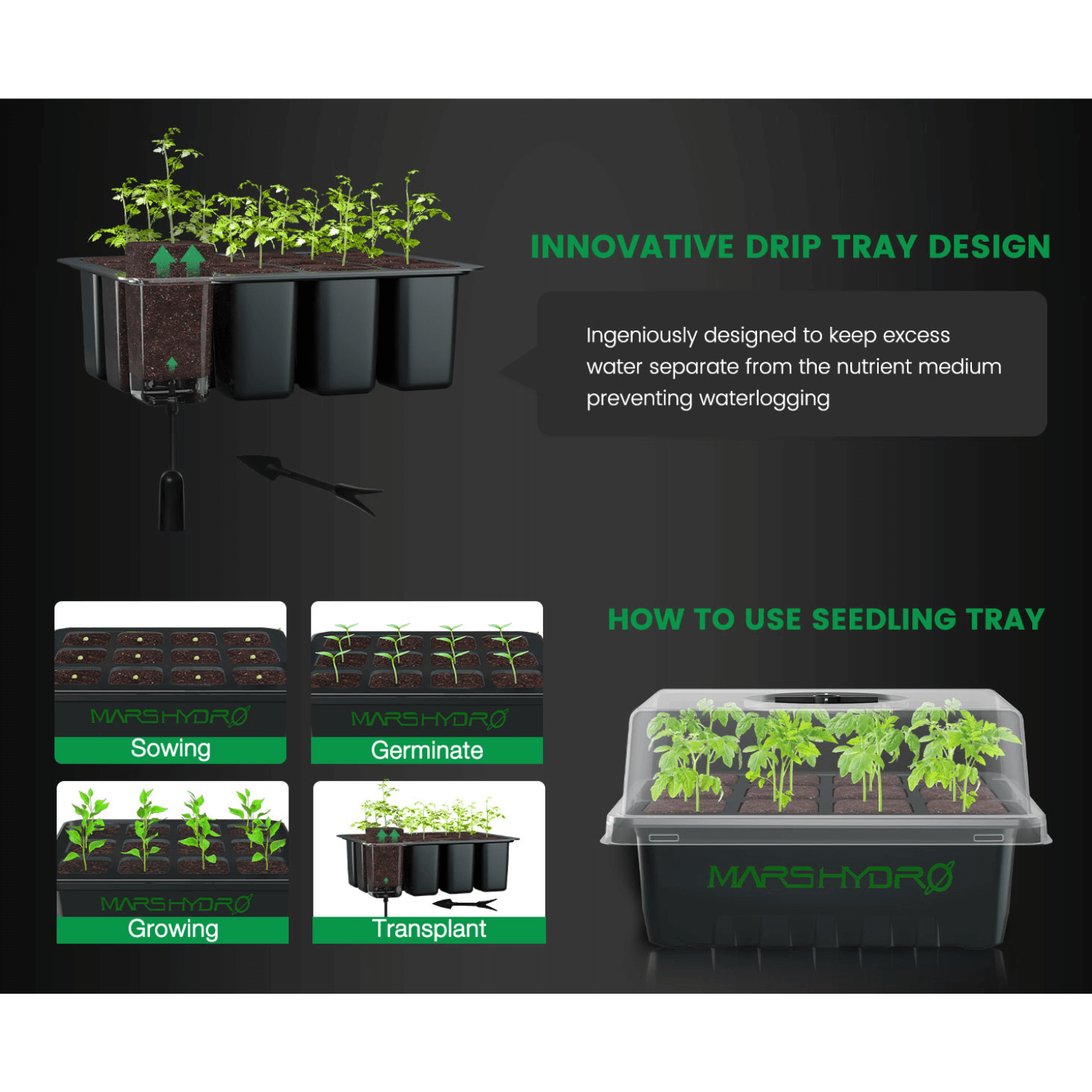 Mars Hydro Seed Starter Trays for Clone Propagation - Set of 4