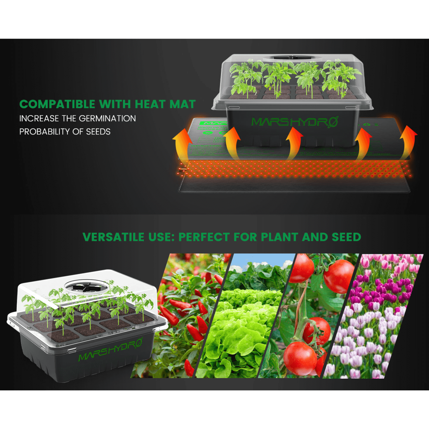 Mars Hydro Seed Starter Trays for Clone Propagation - Set of 4