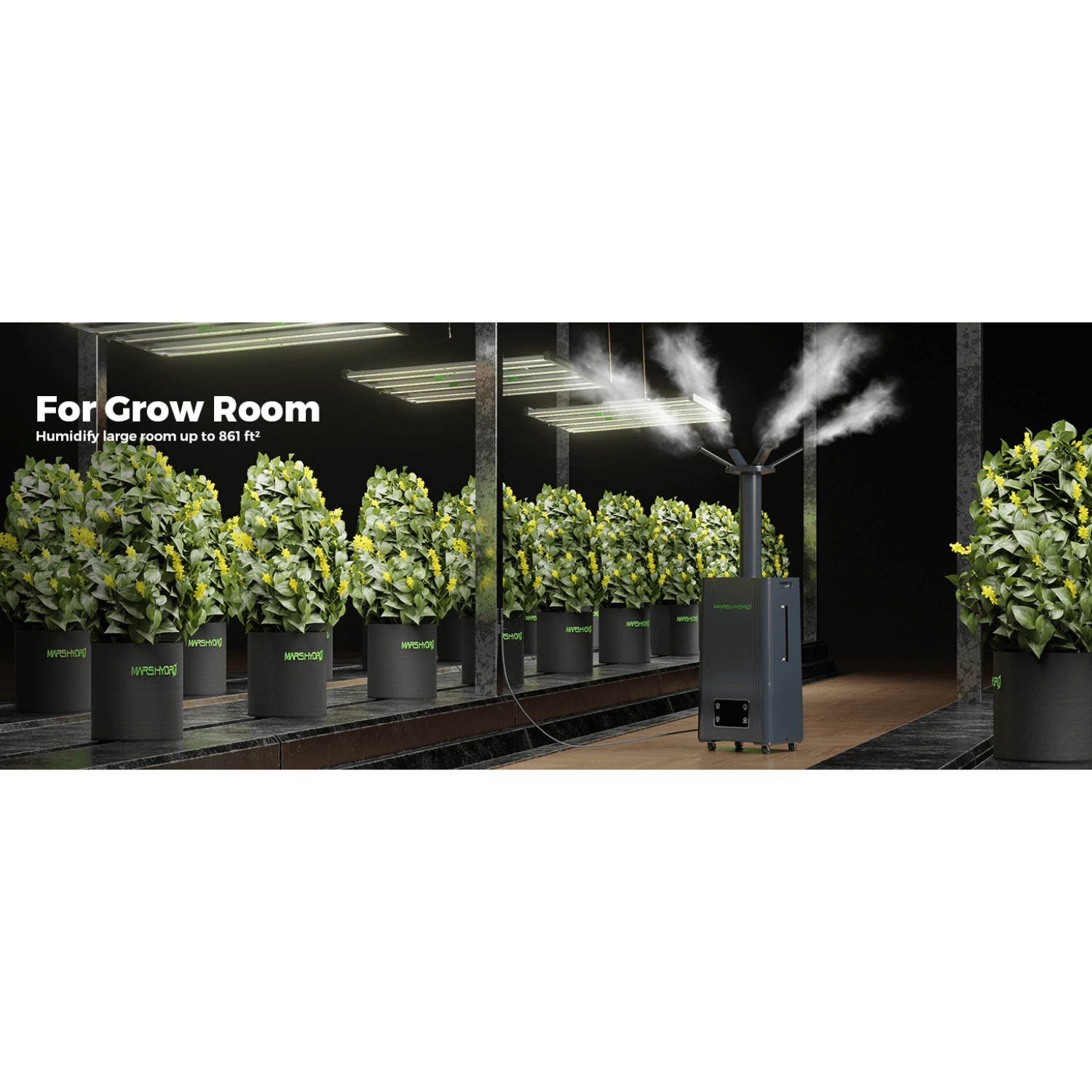 Mars Hydro 15L Large Humidifier with Ultrasonic Cool Mist, Temperature and Humidity Sensor, and Remote Control