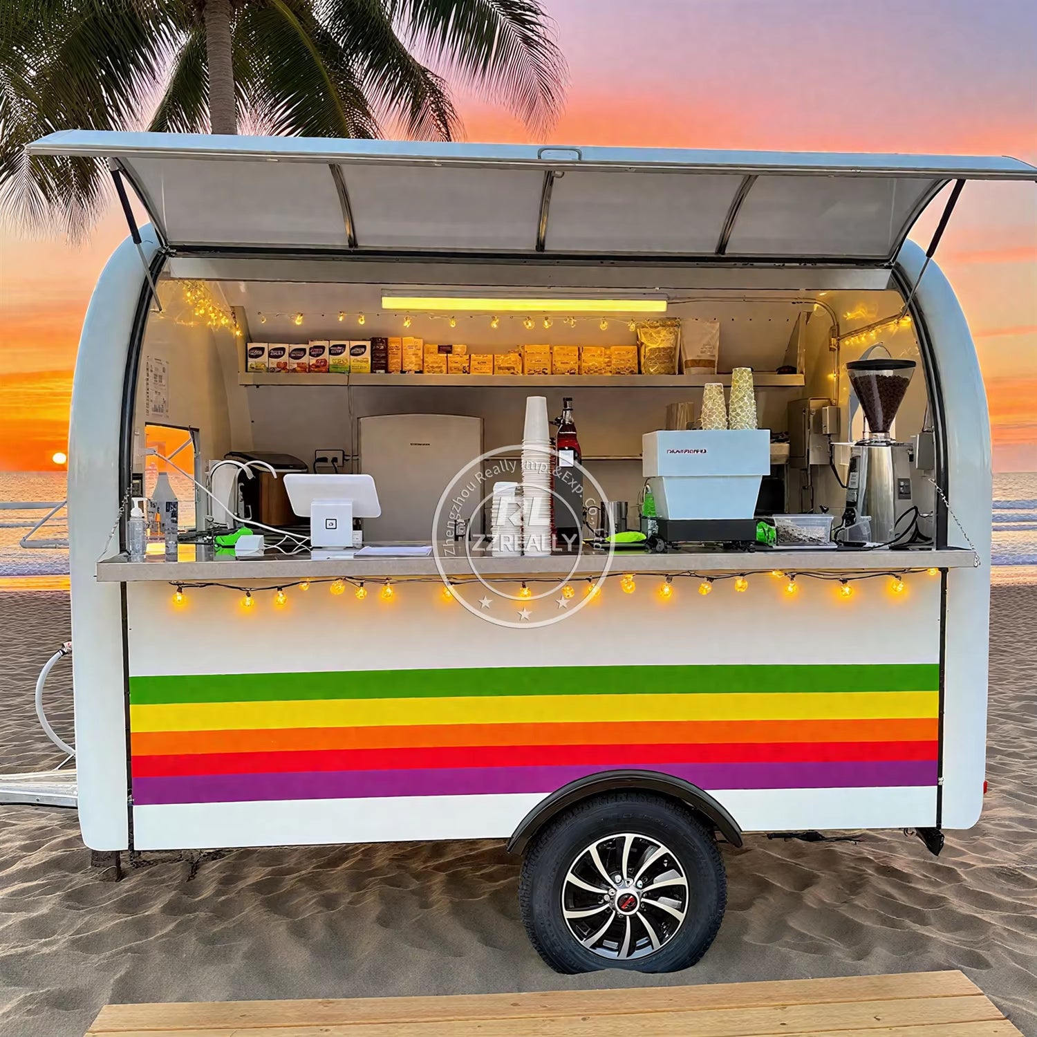 Concession Food Trailer Coffee Mobile Kitchen Fully Equipment Street Concession Food Van Cart Food Truck for Sale