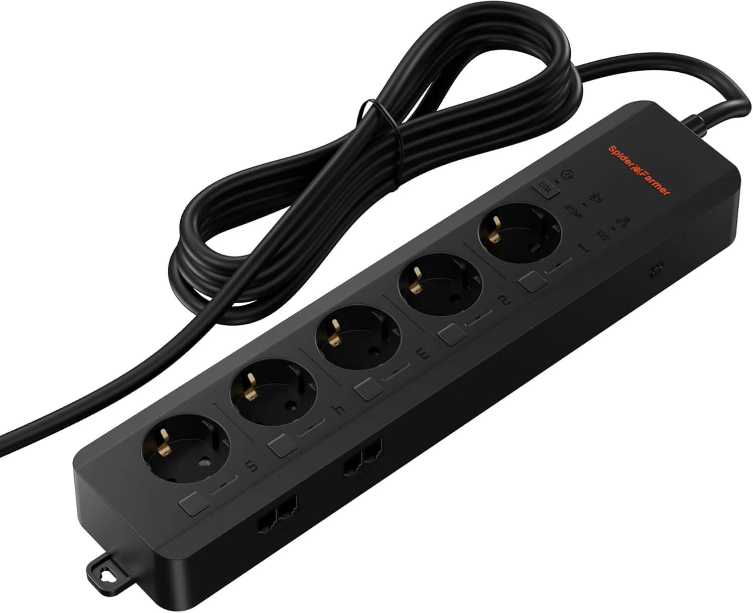 Spider Farmer GGS AC5 Power Strip 5 Outlets Kit, with 3 in 1 Soil Sensor, Temp/Humid Light Sensor and Adapter