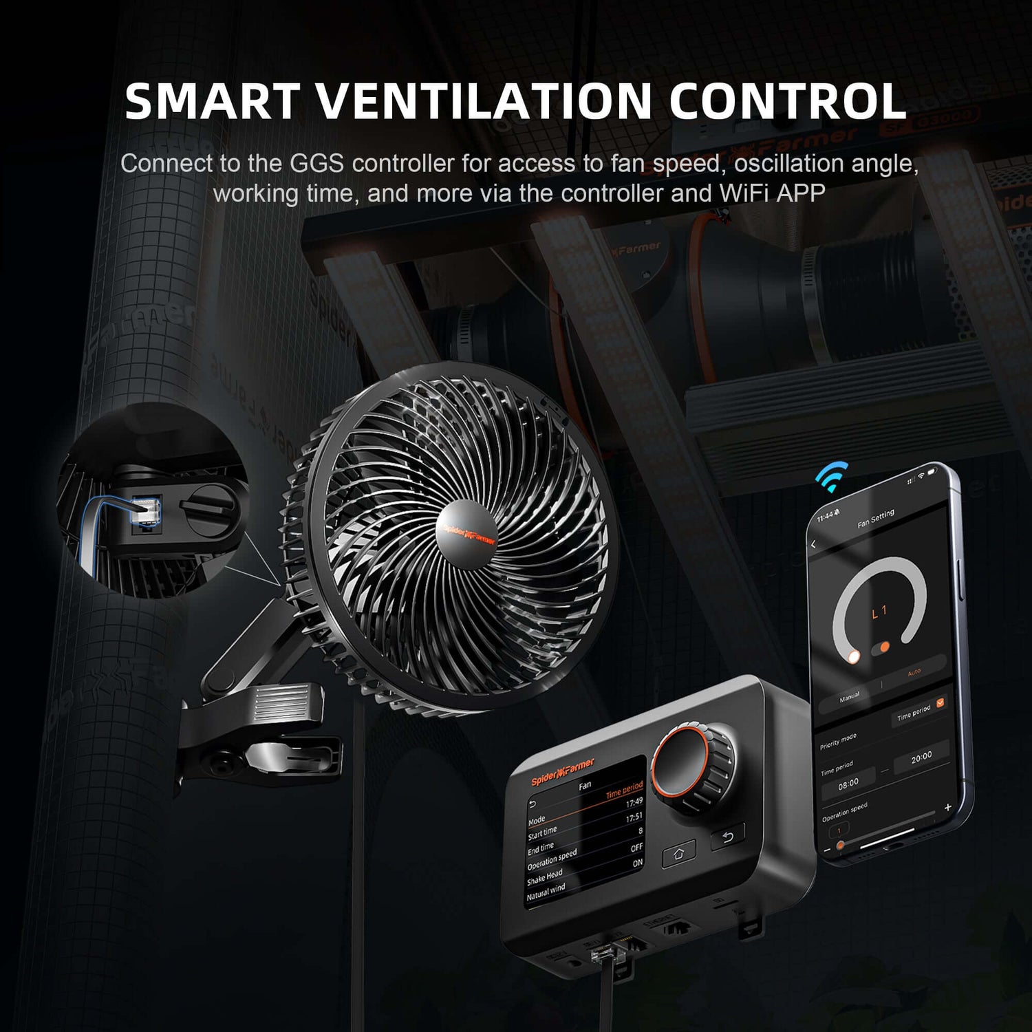 Spider Farmer 6" Clip Fan, 10-Speed with Wide-Angle Oscillation - Pack of 2