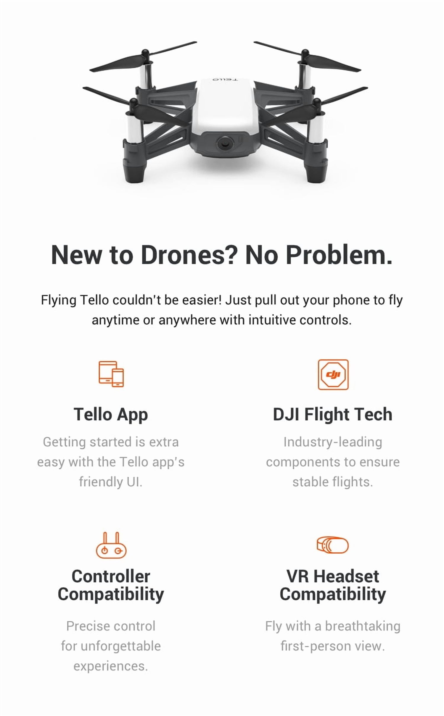 Tello Quadcopter Beginner Drone VR HD Video
