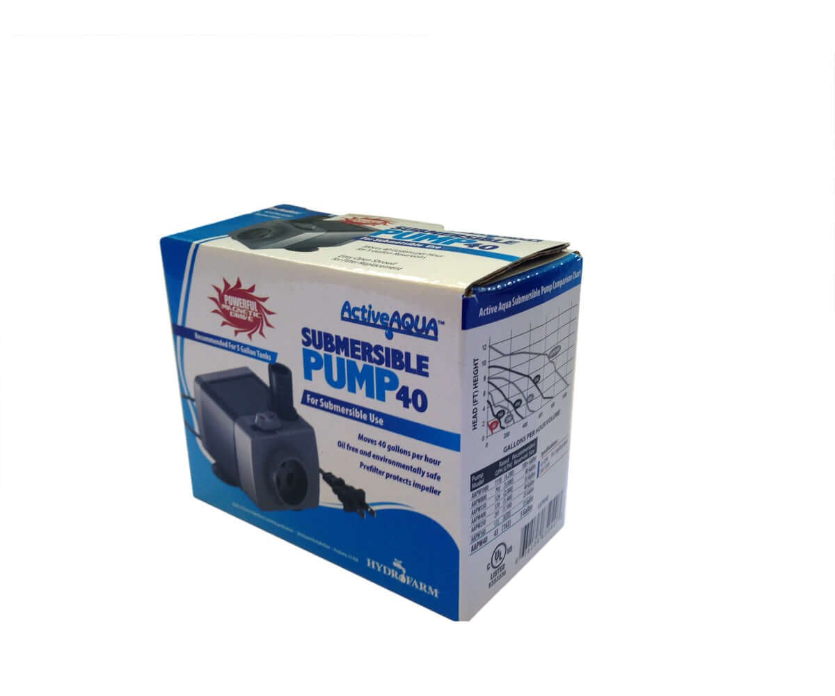 Active Aqua Submersible Water Pump, 40 GPH