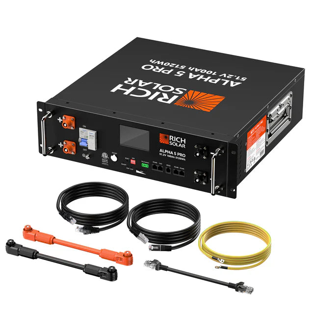Rich Solar ALPHA 5 PRO | 51.2V 100Ah LiFePO4 Battery |  Residential, Commercial, RVs, Off-Grid | 7,000 Lifetime Cycles | 10-Year Warranty | UL1973 Certified | Bluetooth Monitoring