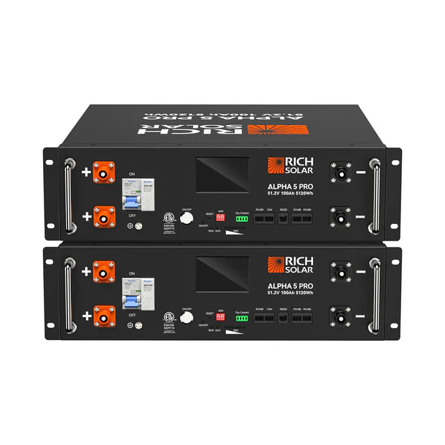 Rich Solar ALPHA 5 PRO | 51.2V 100Ah LiFePO4 Battery |  Residential, Commercial, RVs, Off-Grid | 7,000 Lifetime Cycles | 10-Year Warranty | UL1973 Certified | Bluetooth Monitoring
