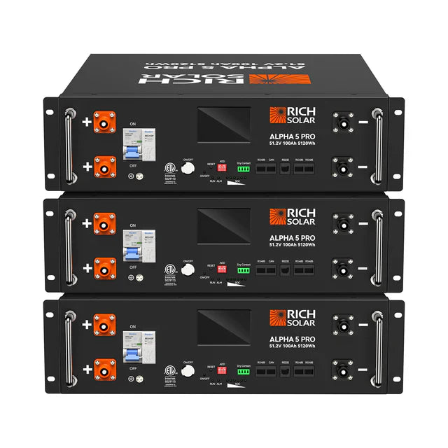 Rich Solar ALPHA 5 PRO | 51.2V 100Ah LiFePO4 Battery |  Residential, Commercial, RVs, Off-Grid | 7,000 Lifetime Cycles | 10-Year Warranty | UL1973 Certified | Bluetooth Monitoring