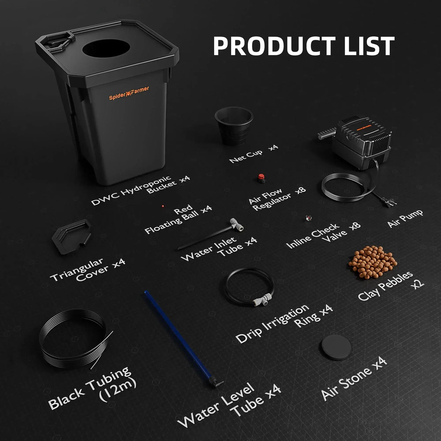 Spider Farmer Deep Water Culture Hydroponics Grow System with Top Drip Kit - 4 Bucket Kit