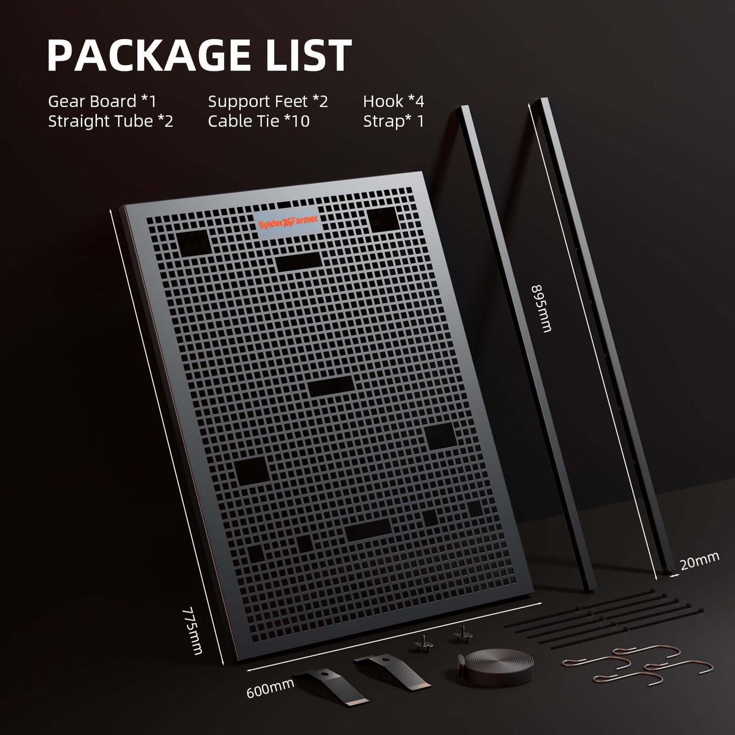 Spider Farmer Grow Tent Gear Board - Equipment and Cable Management System