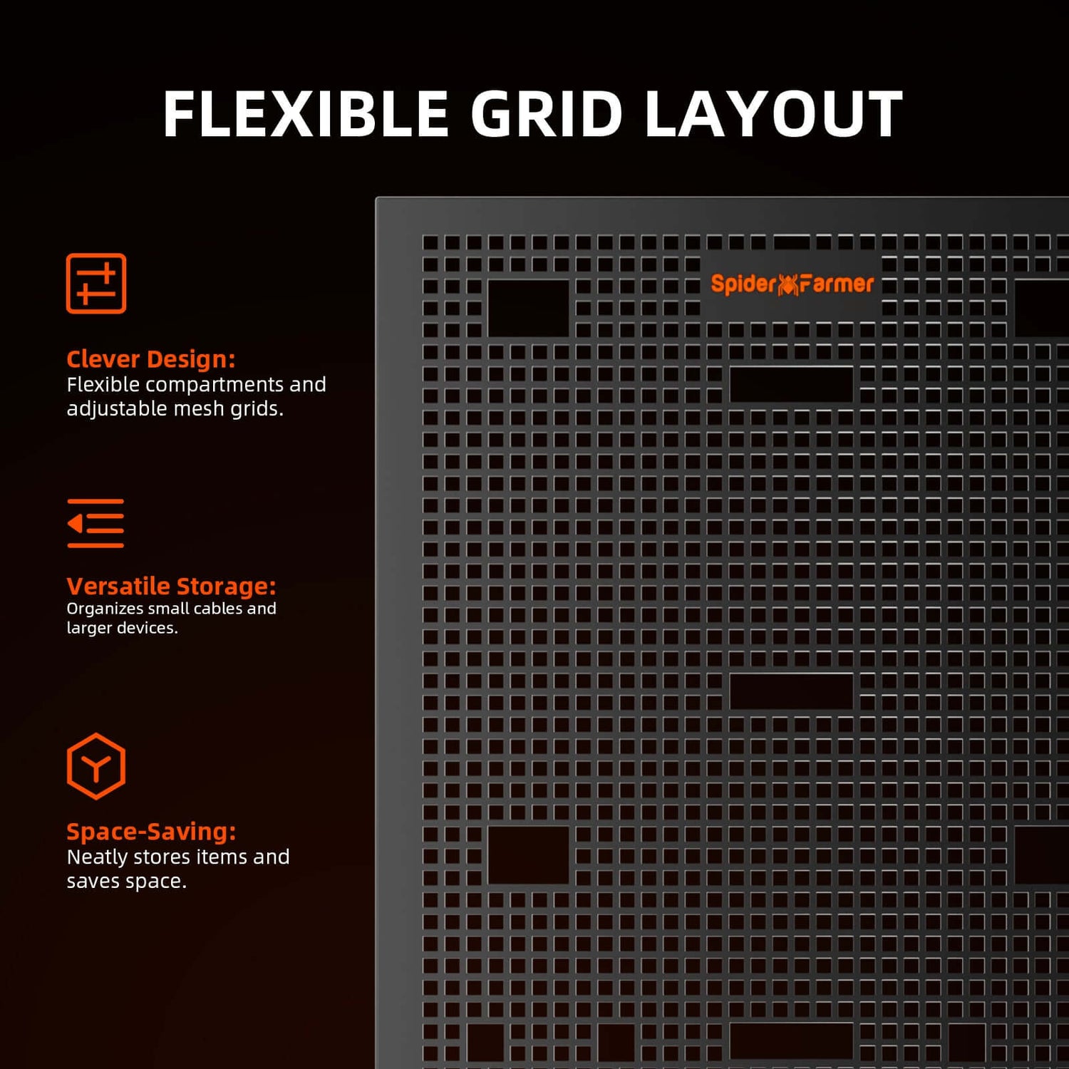 Spider Farmer Grow Tent Gear Board - Equipment and Cable Management System