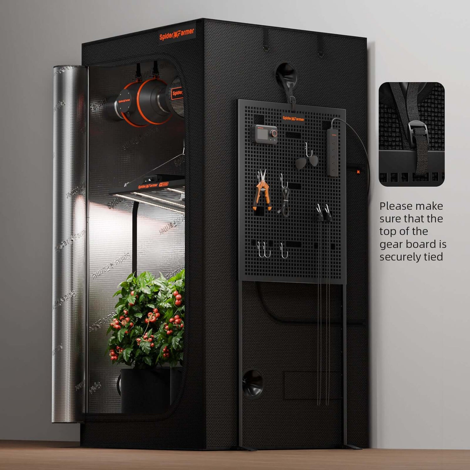 Spider Farmer Grow Tent Gear Board - Equipment and Cable Management System