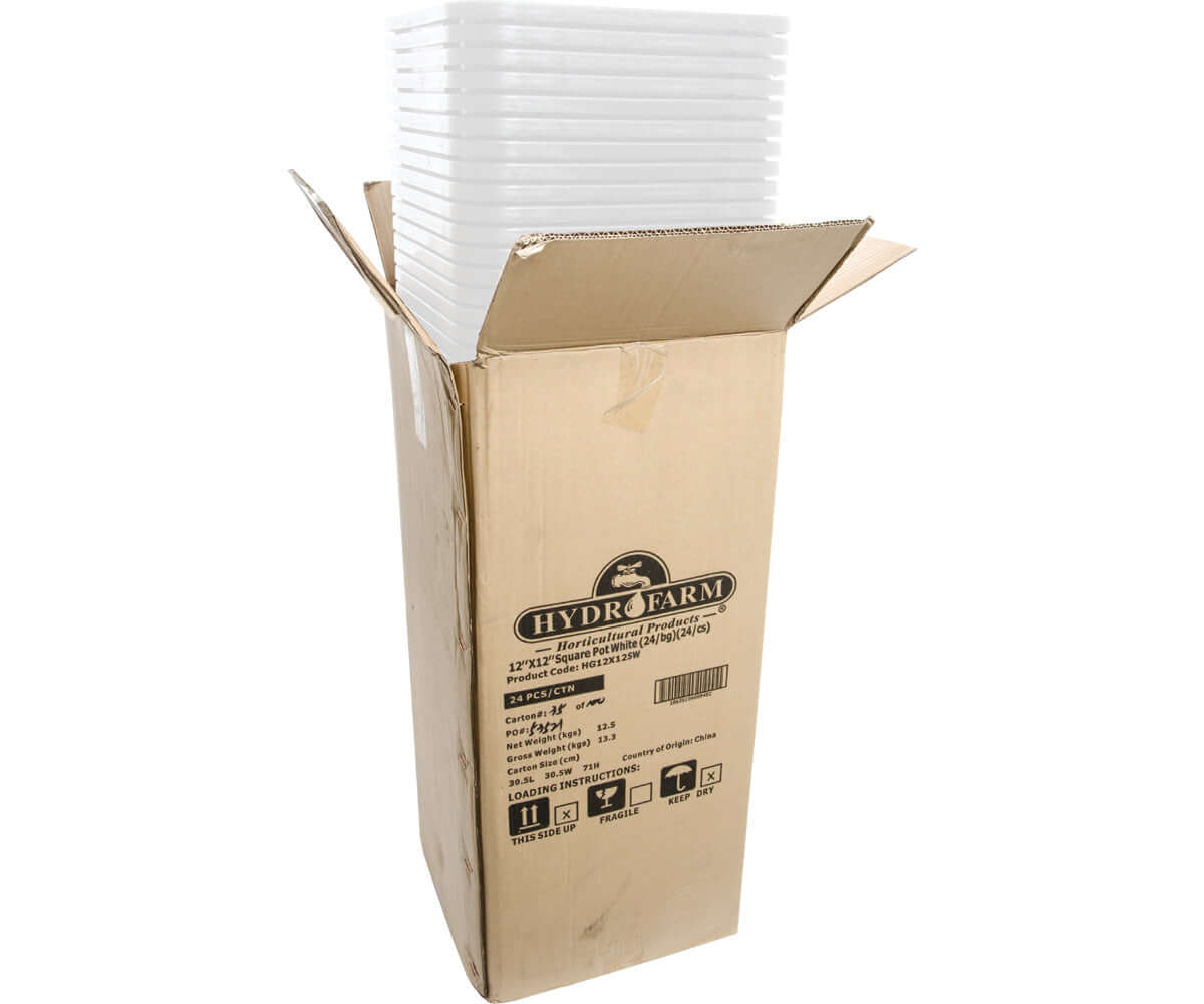 Active Aqua 12" x 12" Square White Pot, 12" Tall, case of 24