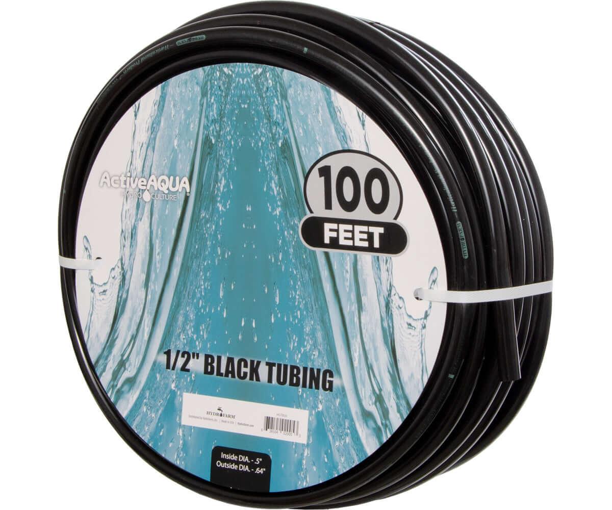 Active Aqua 1/2" ID Black Tubing 100'
