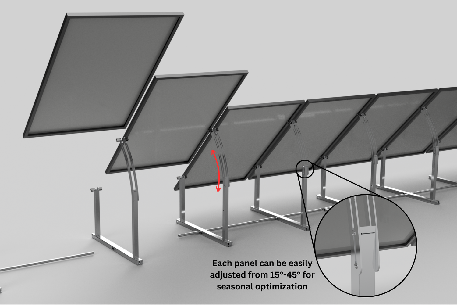 IntegraRack IR-45ASA Solar Panel Ground Mount | 15-45 Degree Adjustable Angle | Aircraft Grade Aluminum