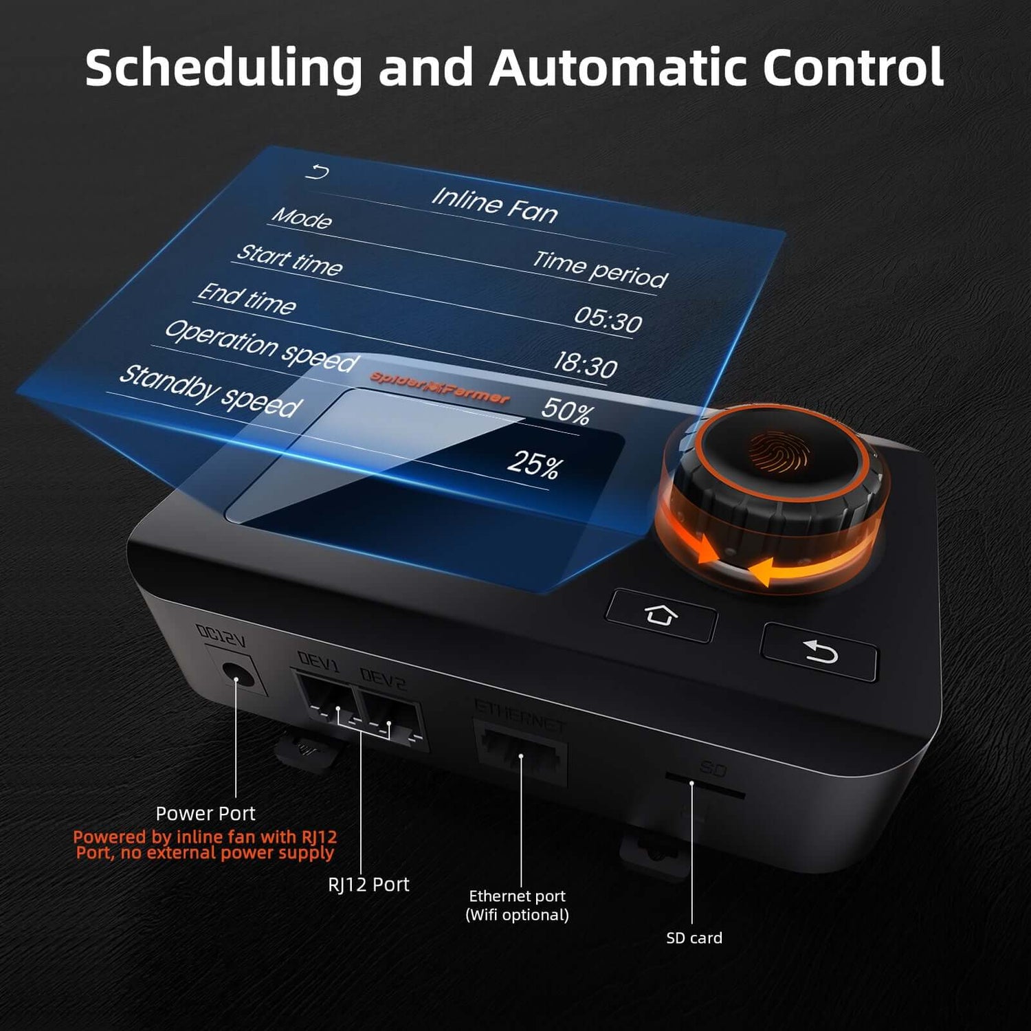 Spider Farmer Ventilation Kit 4" Inline Duct Fan with Temperature Humidity Controller