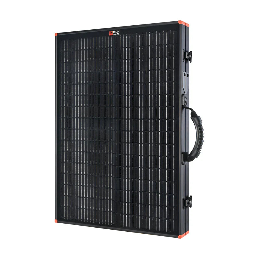 MEGA 100 Portable Briefcase Solar Panel | 12v 100 Watt Portable Solar Panel | High Efficiency | Compatible w/ EcoFlow, Bluetti, Hysolis, & More