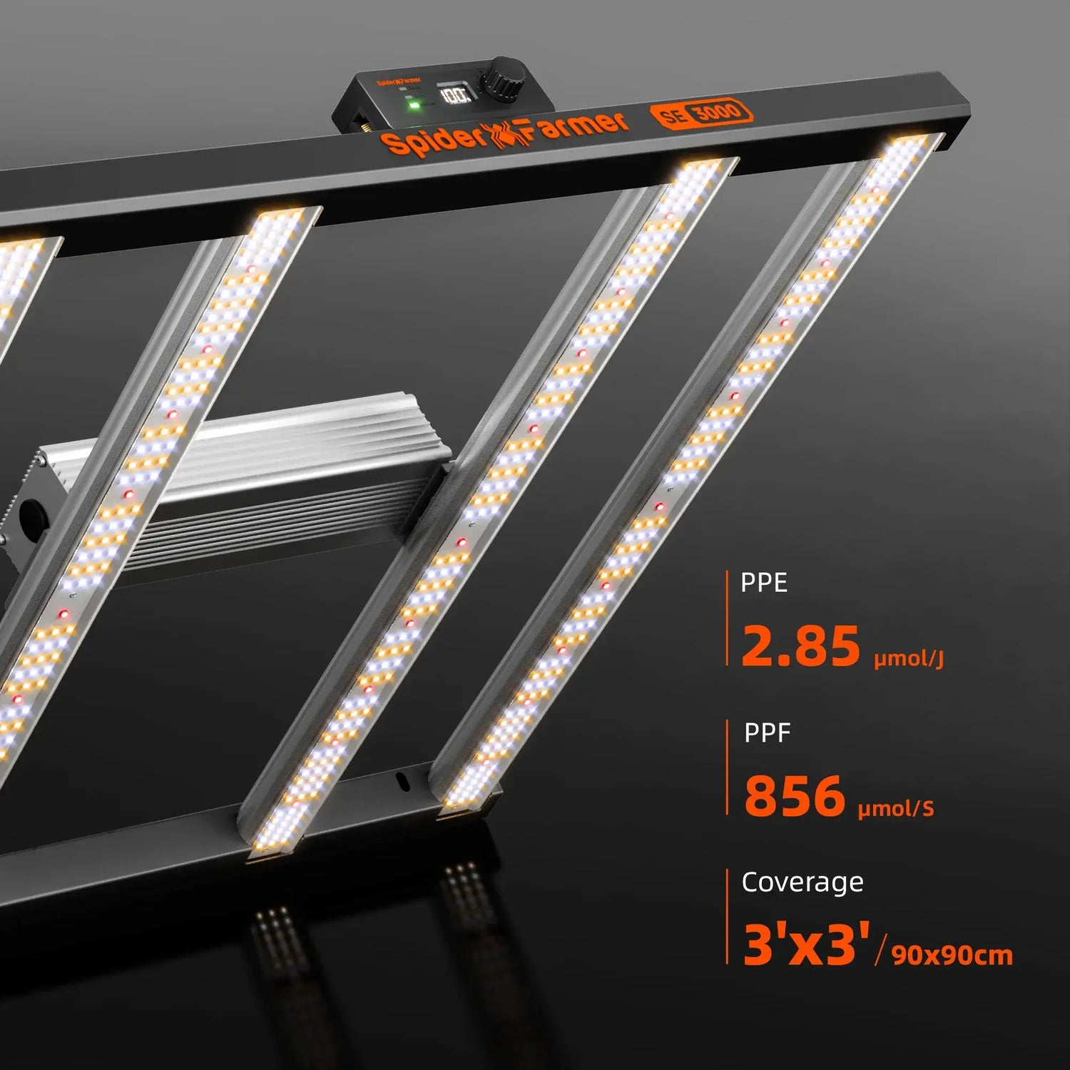 Spider Farmer SE3000 LED Grow Light + 3' x 3' Grow Tent + 4" Inline Fan Combo with GGS Controller Kits + 6" Clip Fan