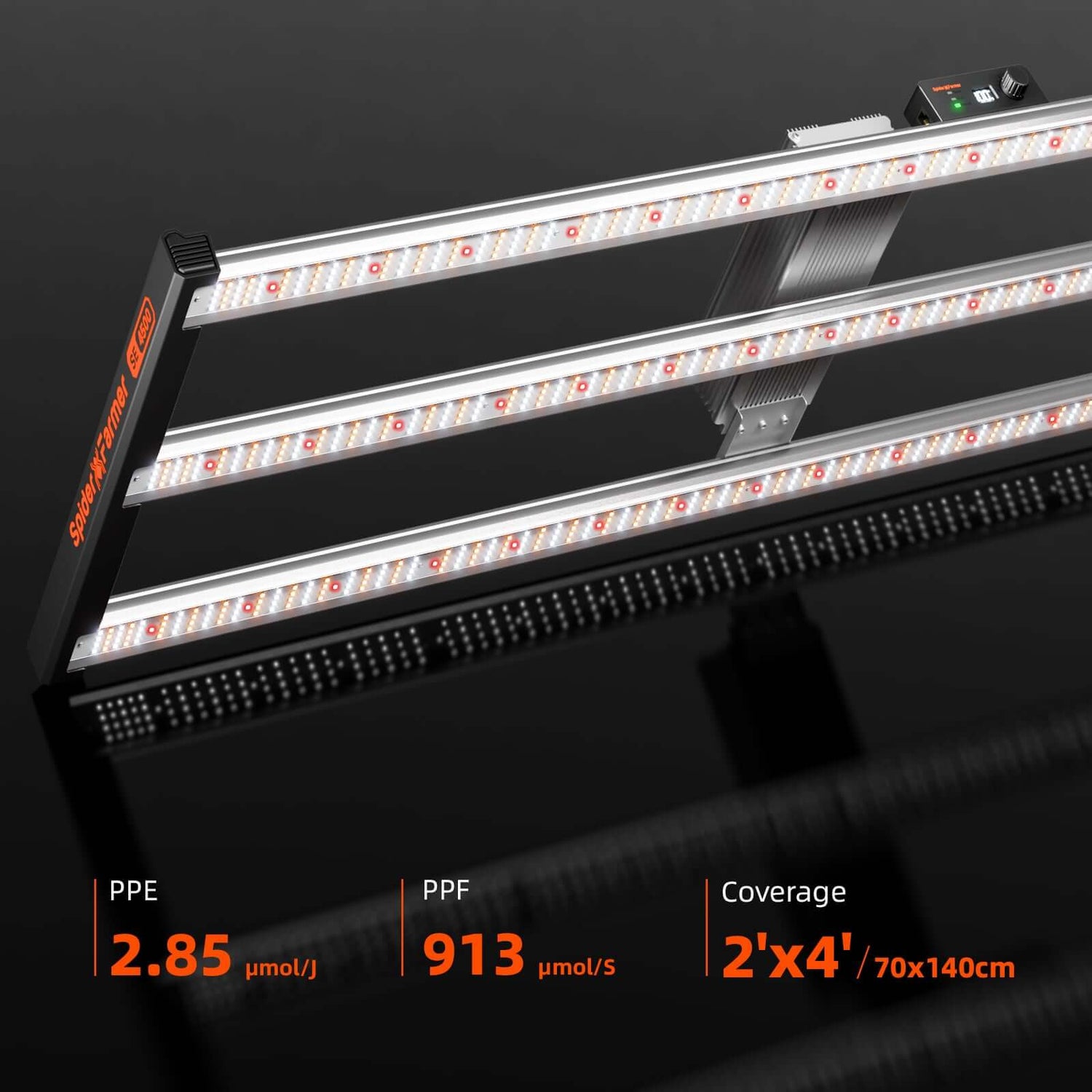 Spider Farmer SE4500 LED Grow Light + 2' 4" x 4' 8" Grow Tent + 4' Inline Fan Combo with GGS Controller Kits + 6" Clip Fan