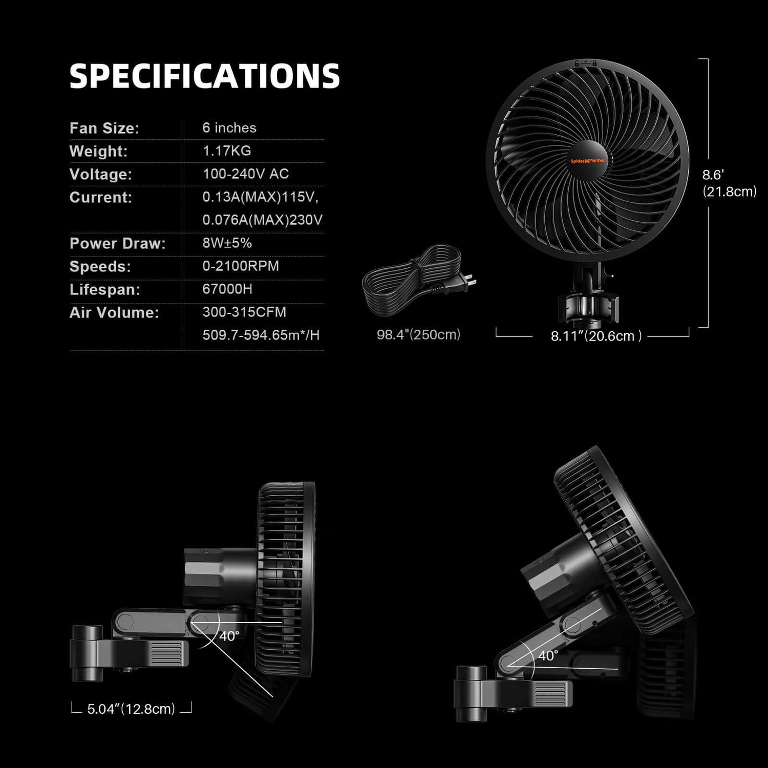 Spider Farmer SE3000 LED Grow Light + 3' x 3' Grow Tent + 4" Inline Fan Combo with GGS Controller Kits + 6" Clip Fan