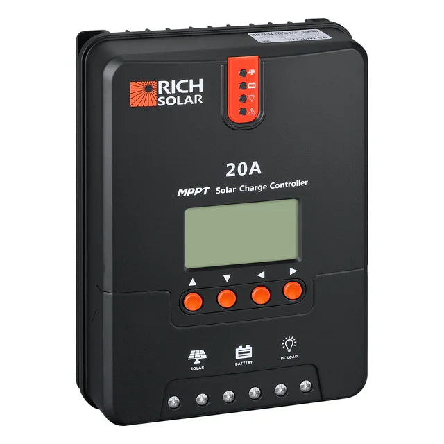 Rich Solar 20 Amp 12V/24V MPPT Solar Controller for RVs, Trailers, Campers, Vans, Boats, Off-Grid