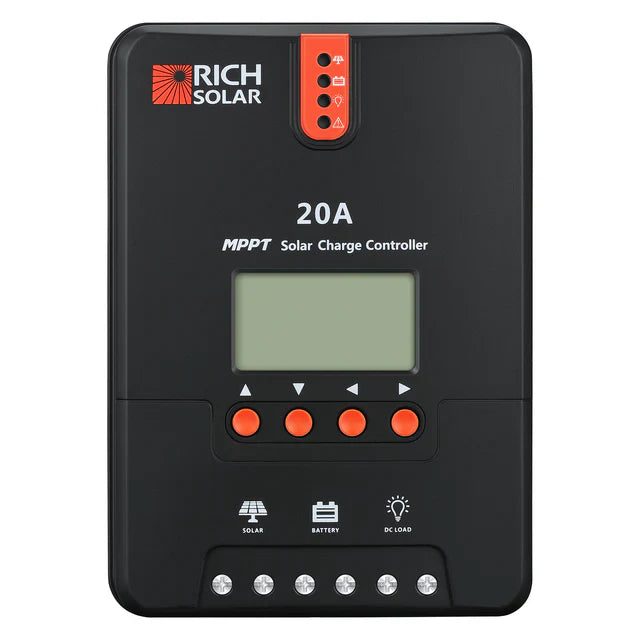Rich Solar 20 Amp 12V/24V MPPT Solar Controller for RVs, Trailers, Campers, Vans, Boats, Off-Grid