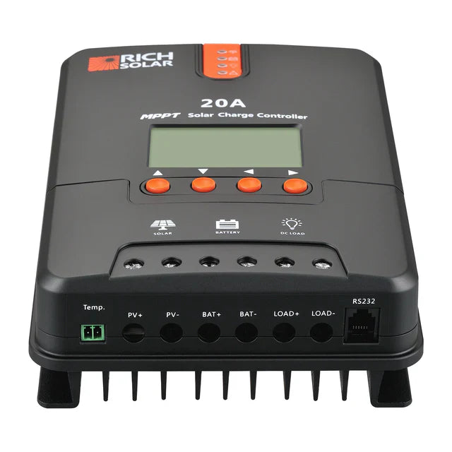 Rich Solar 20 Amp 12V/24V MPPT Solar Controller for RVs, Trailers, Campers, Vans, Boats, Off-Grid