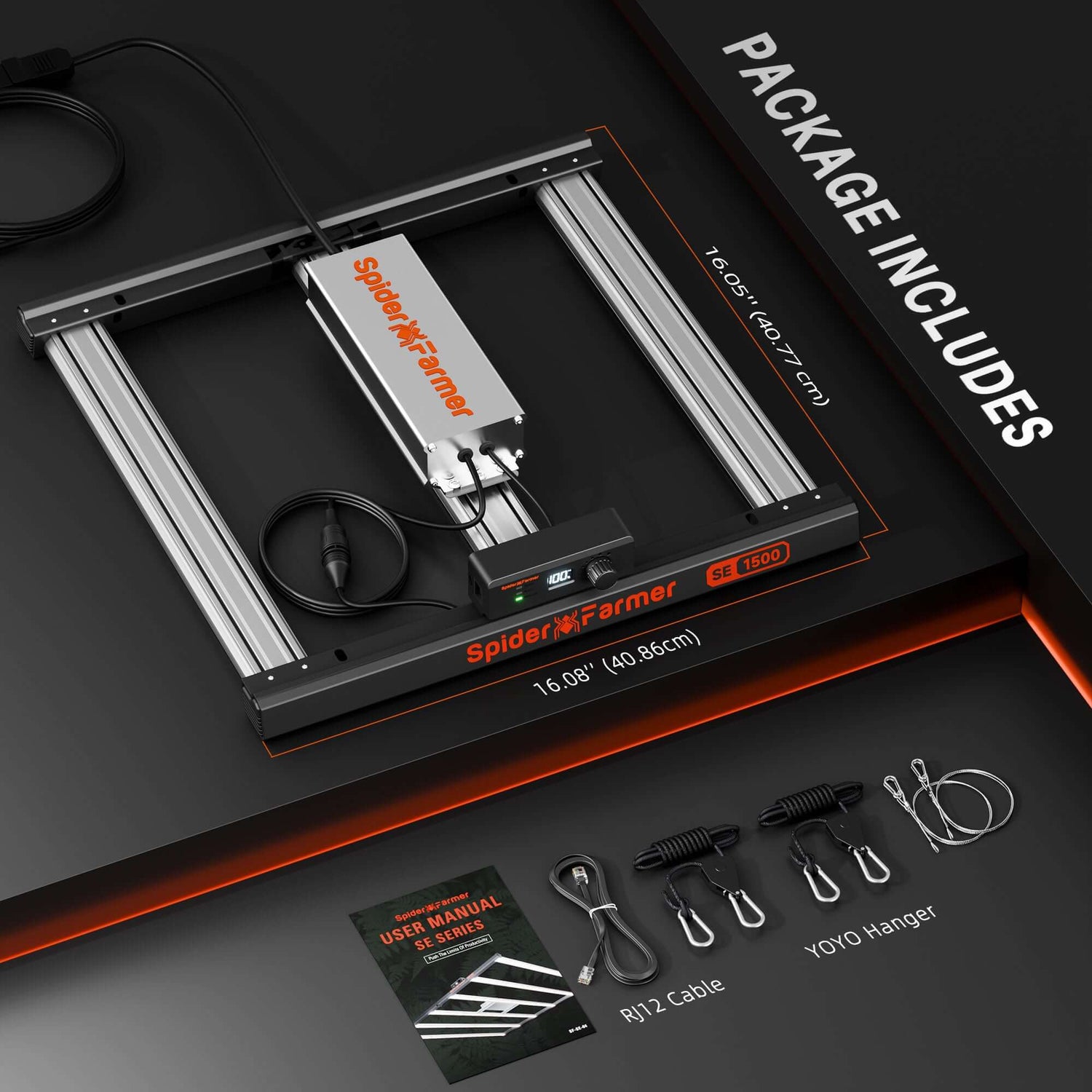 Spider Farmer SE1500 150W Dimmable Full Spectrum LED Grow Light with Samsung LM301H EVO Diodes