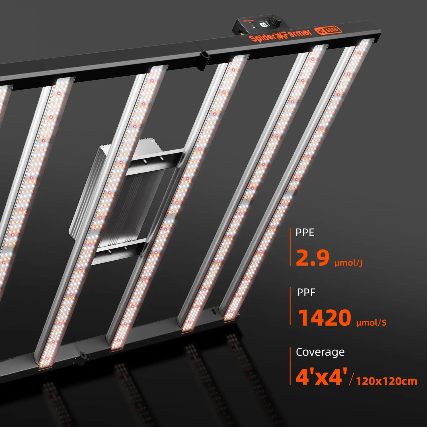 Spider Farmer SE5000 LED Grow Light + 4' x 4' Grow Tent + 6" Inline Fan Combo with GGS Controller Kits + 6" Clip Fan + Grow Bags