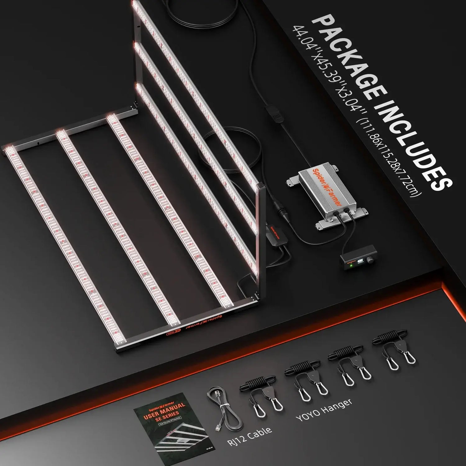 Spider Farmer SE7000 LED Grow Light + 5' x 5' Grow Tent + 6" Inline Fan Combo with GGS Controller Kits + 6" Clip Fan