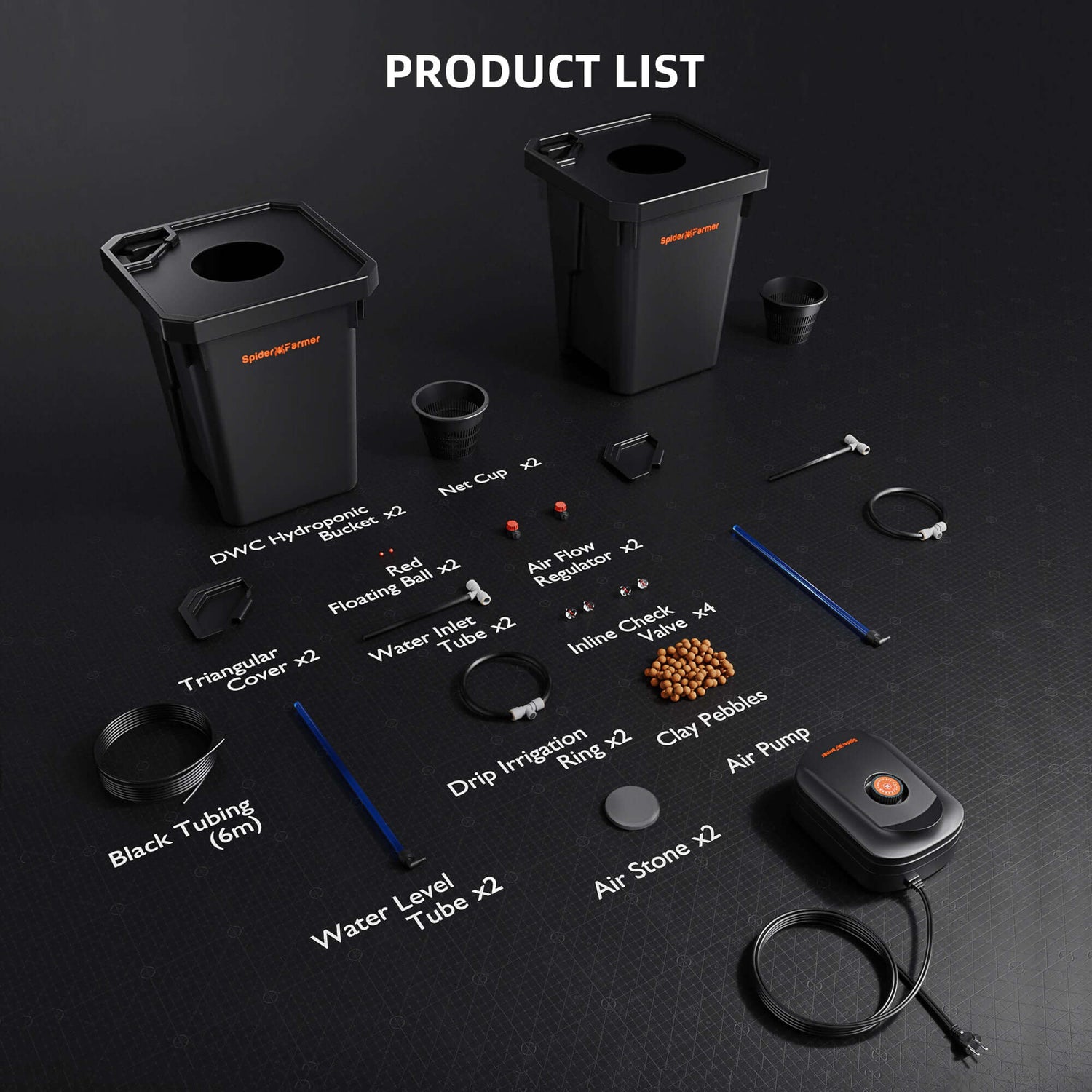 Spider Farmer Deep Water Culture Hydroponics Grow System with Top Drip Kit - 2 Bucket Kit