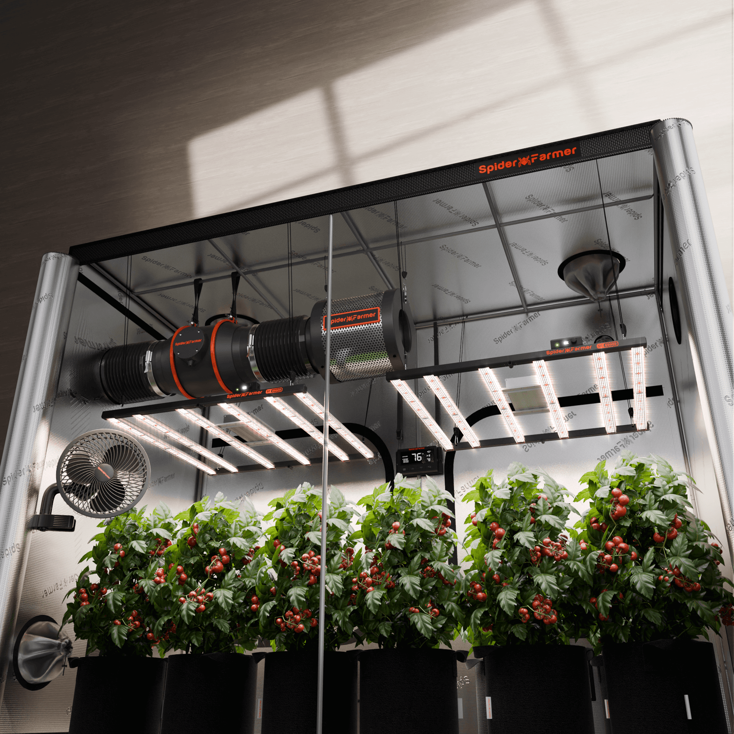 Spider Farmer G5000 x 2 LED Grow Lights + 4' x 8' Grow Tent + 6" Inline Fan Combo with Temperature and Humidity Controller + 6" Clip Fan