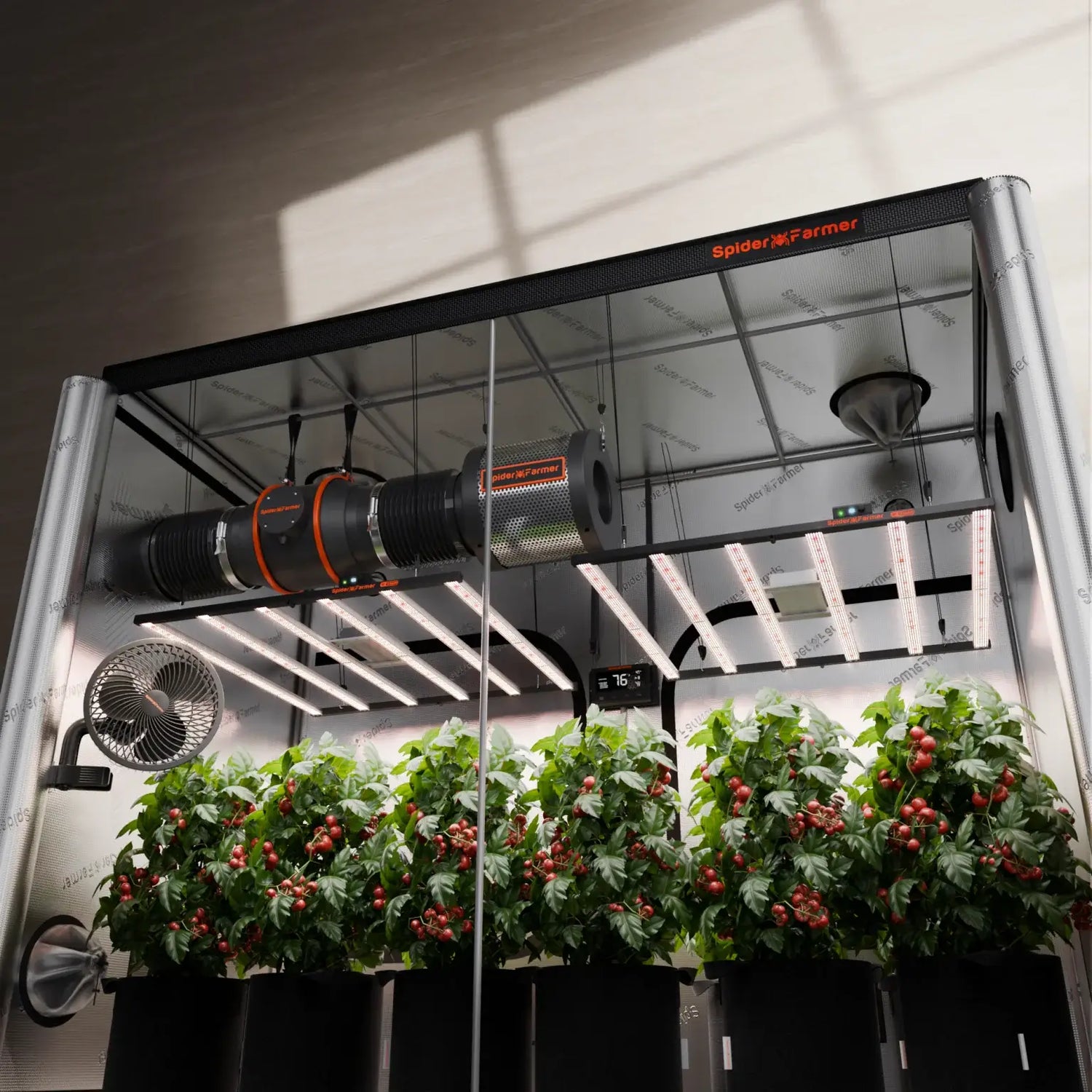 Spider Farmer G8600 x 2 LED Grow Lights + 5' x 10' Grow Tent + 6" Inline Fan Combo with Temperature and Humidity Controller + 6" Clip Fan