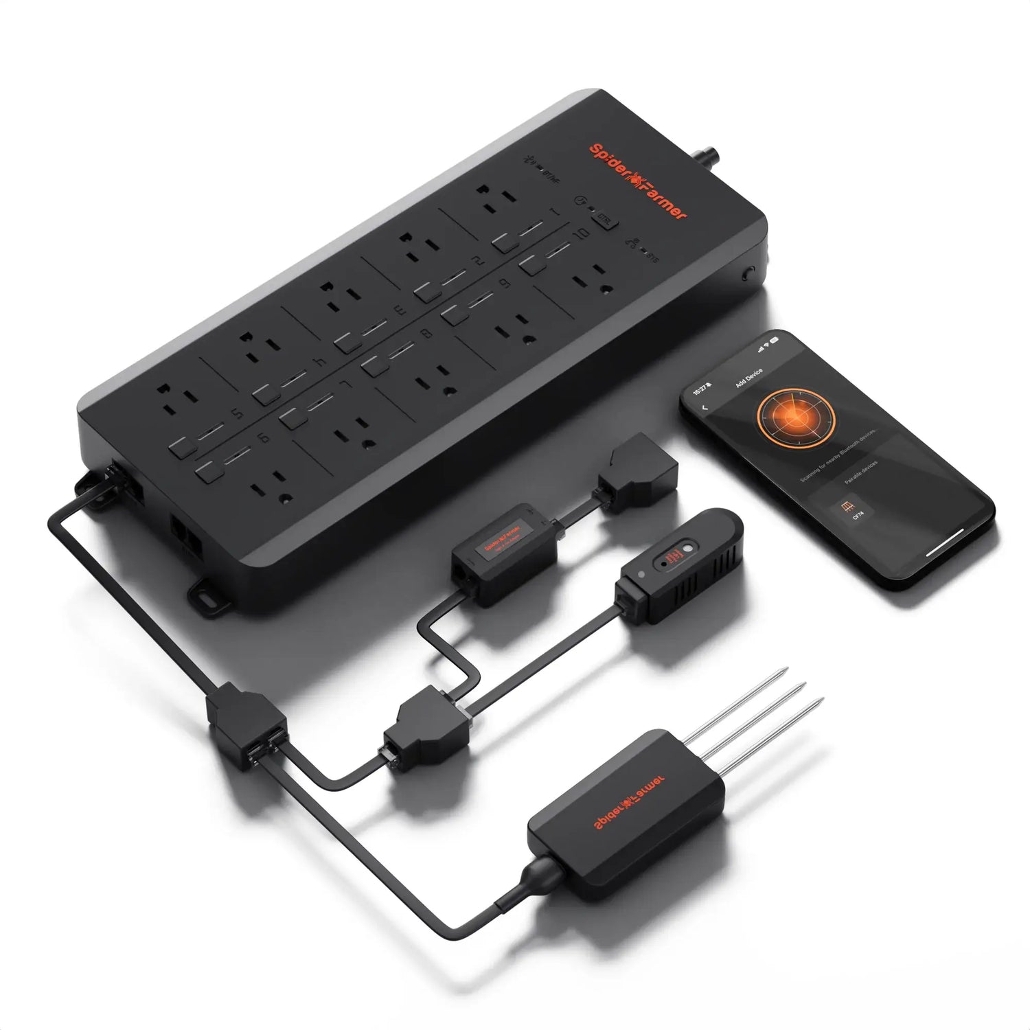 Spider Farmer GGS AC10 Power Strip with 10 Outlets and Temperature, Humidity, and VPD Monitoring