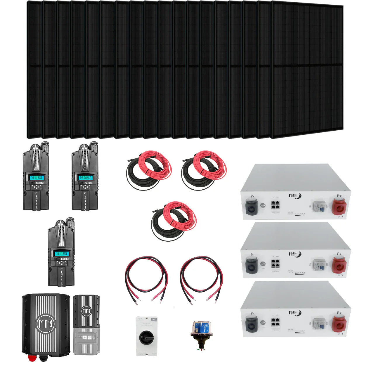 Complete Midnite Solar Off-Grid Solar Kit | 7000W Output | 48V 120/240V Split Phase + 6000 Watts of Solar PV | 15.3kWh Lithium Battery Storage