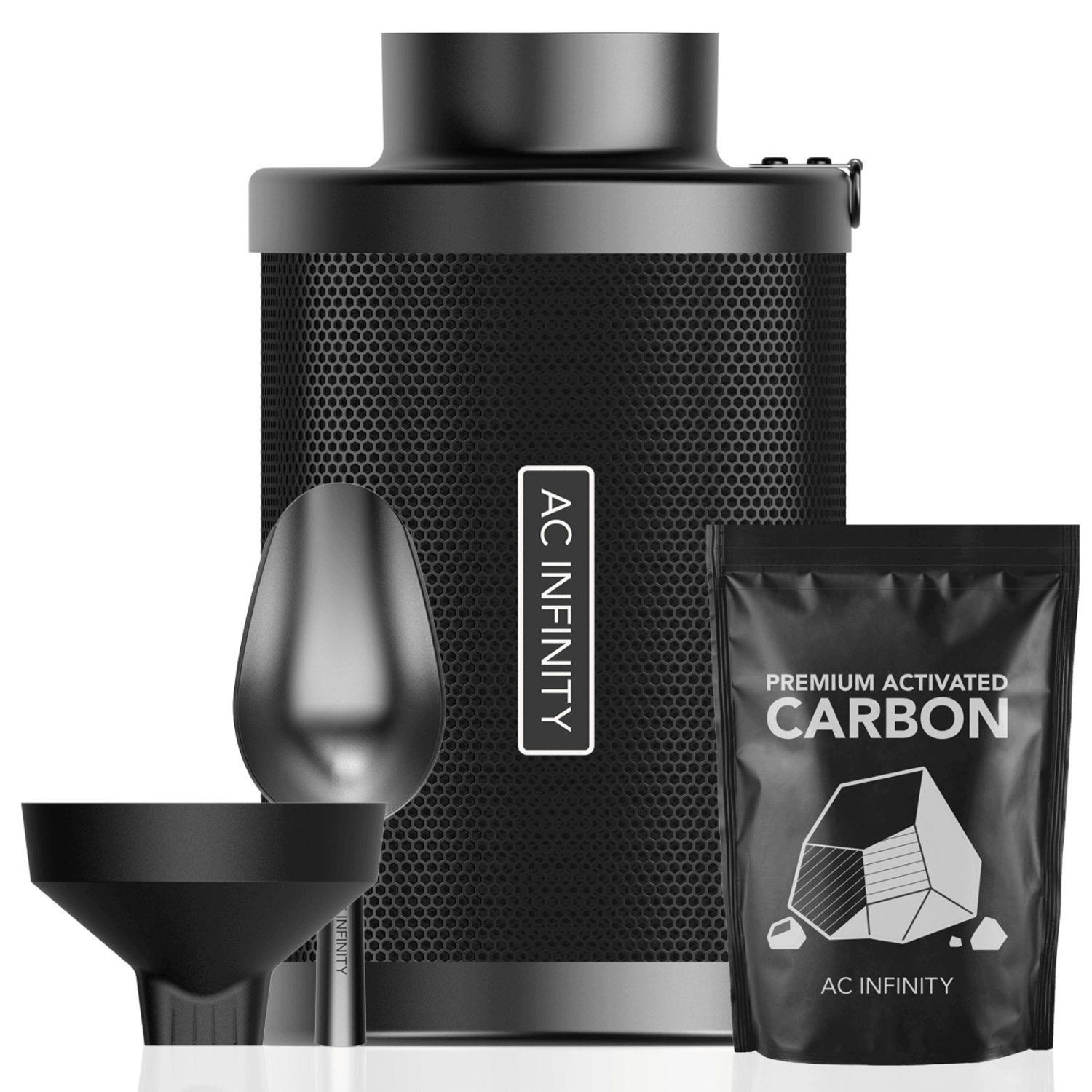 AC Infinity Refillable Carbon Filter Kit, with Charcoal Refill, 4-Inch