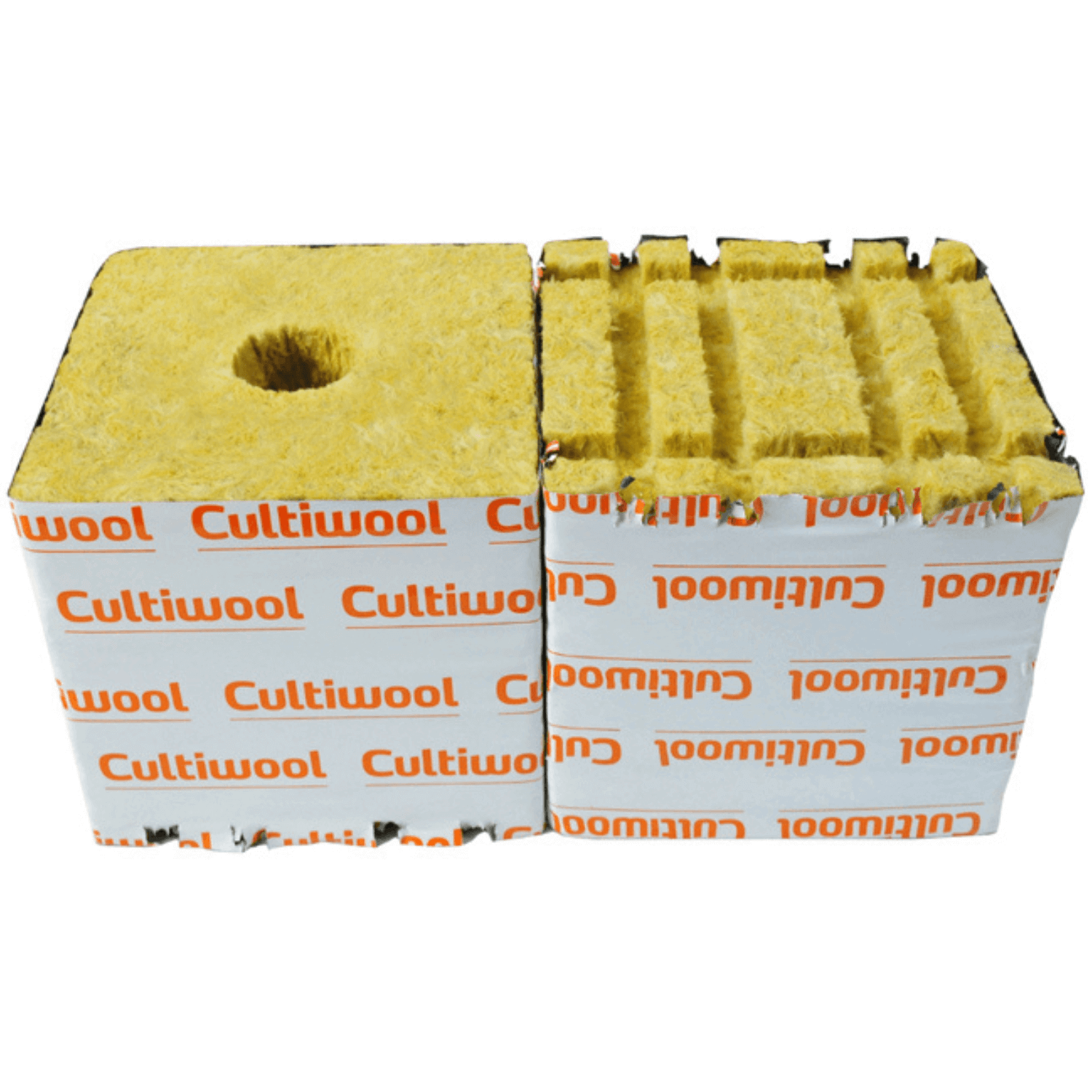 Cultiwool 6" x 6" x 6" Blocks of Cultilene Rockwool with Optidrain - Case of 48