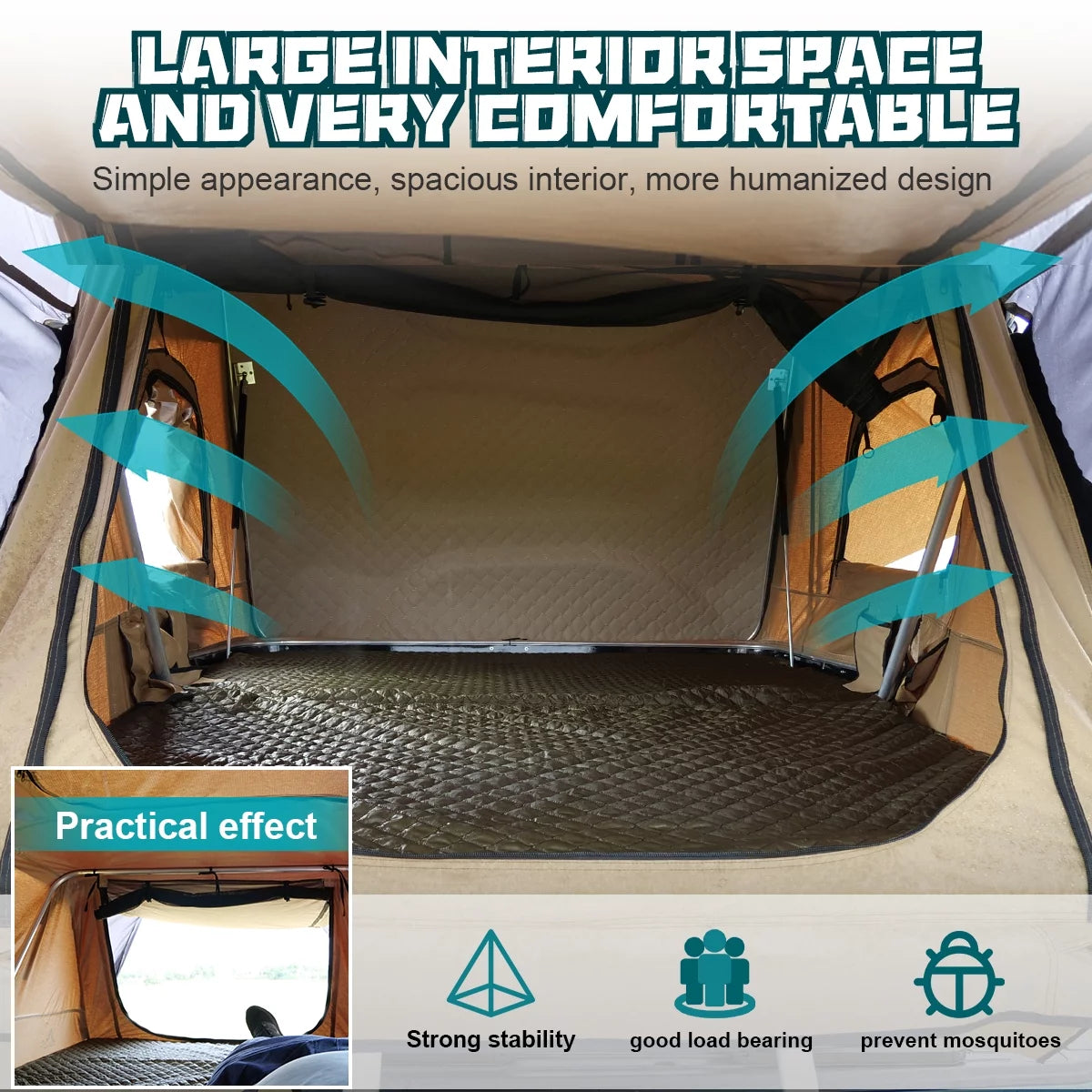 Universal Hardshell Roof Top Tent Outdoor Camping Rooftop Tent Waterproof Tent with Ladder and Sunroof Off-Road Tent for 2-3 Adults Fit Truck SUV Camping