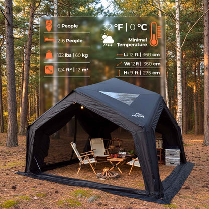 Coody Air Tent Hub Shelter Black Inflatable Tents for Camping (2-6 Person)