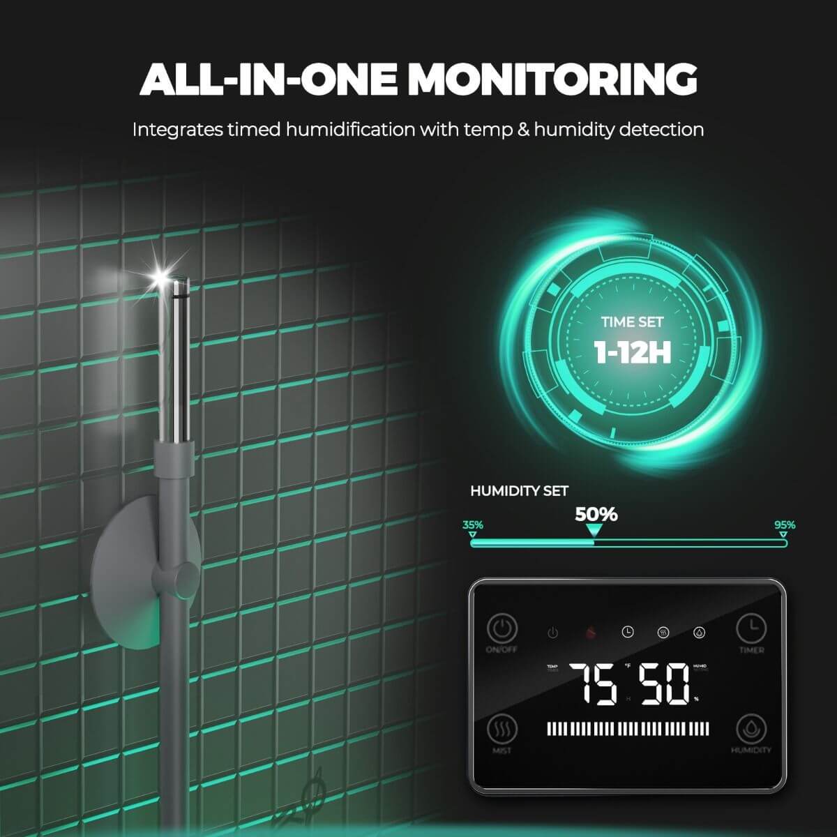 Mars Hydro 15L Large Humidifier with Ultrasonic Cool Mist, Temperature and Humidity Sensor, and Remote Control