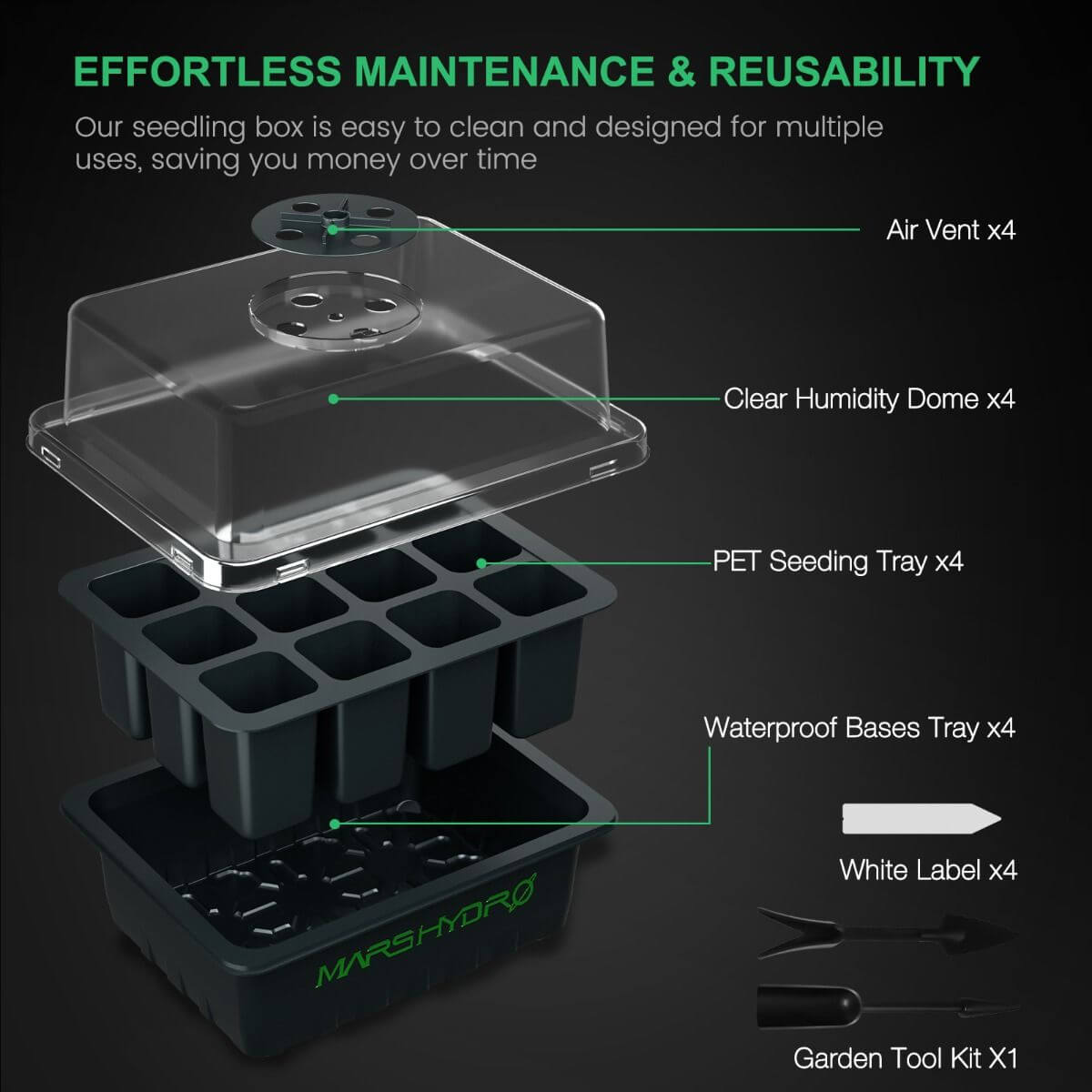 Mars Hydro Seed Starter Trays for Clone Propagation - Set of 4