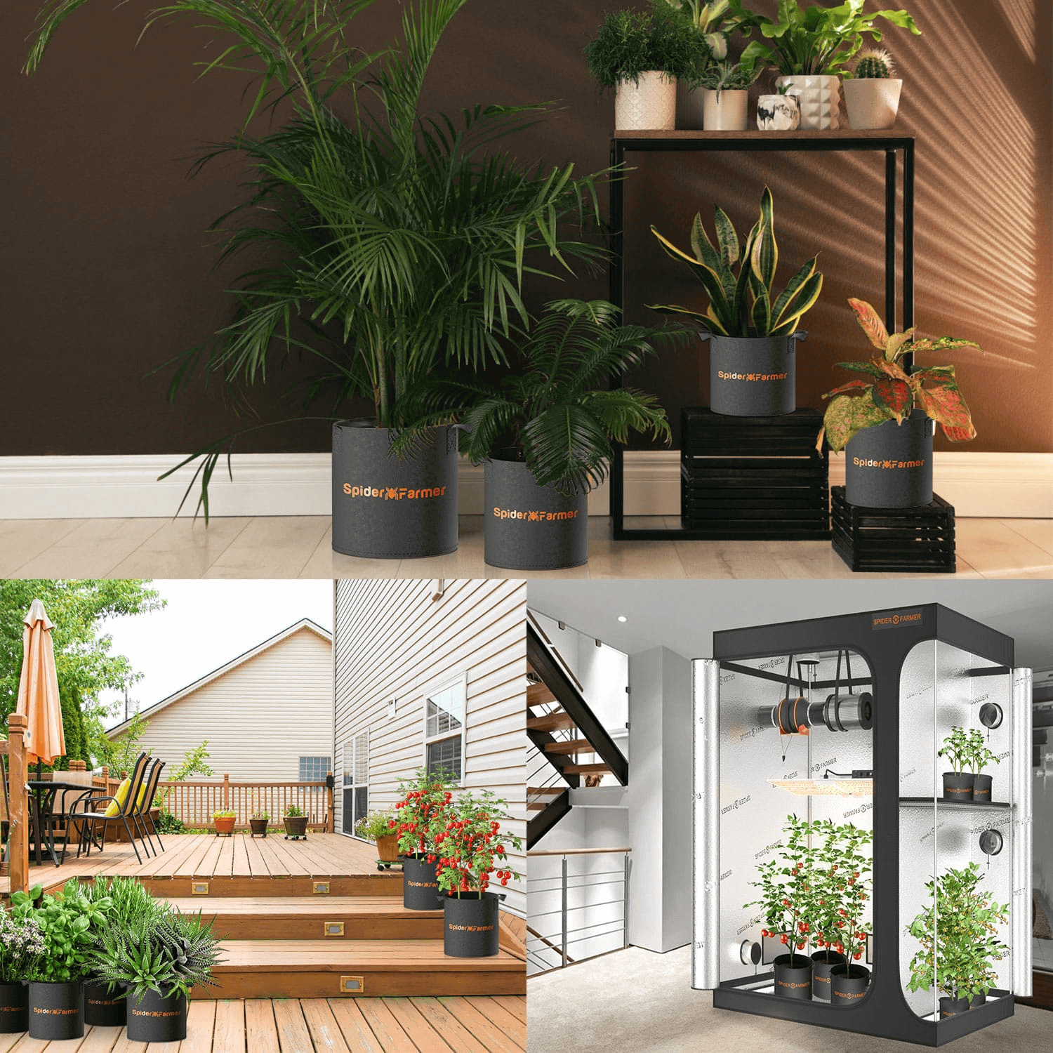 Spider Farmer 5 Gallon 300G Thickened Nonwoven Fabric Grow Bag with Handles - 5-Pack