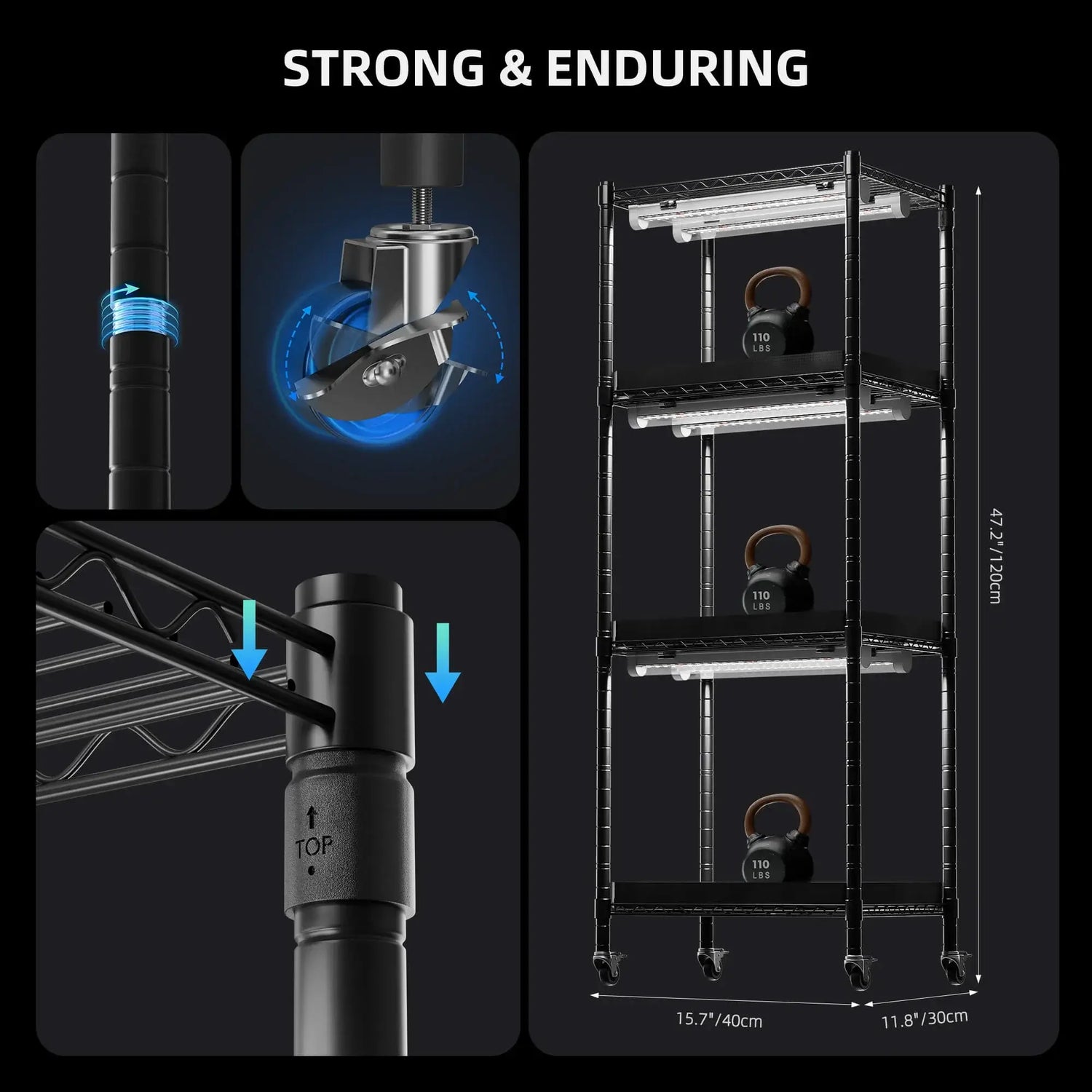Spider Farmer 4 Tier Plant Stand + 6 x 9W LED Light Bars + 1' x 1' 4" Grow Tent Kit