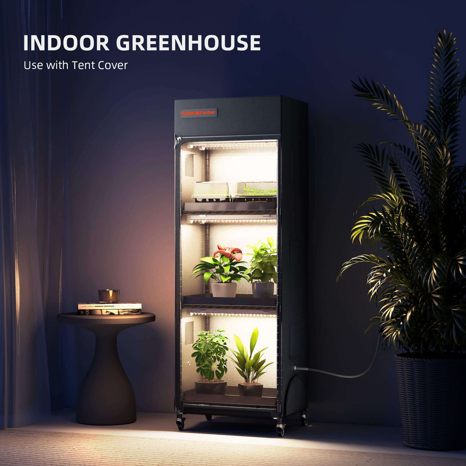 Spider Farmer 4 Tier Plant Stand + 6 x 9W LED Light Bars + 1' x 1' 4" Grow Tent Kit