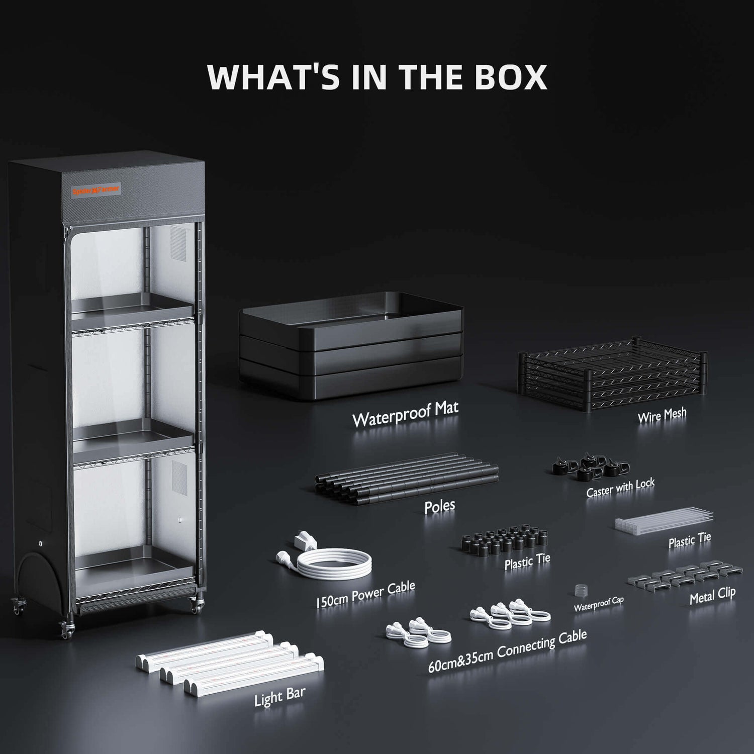 Spider Farmer 4 Tier Plant Stand + 6 x 9W LED Light Bars + 1' x 1' 4" Grow Tent Kit